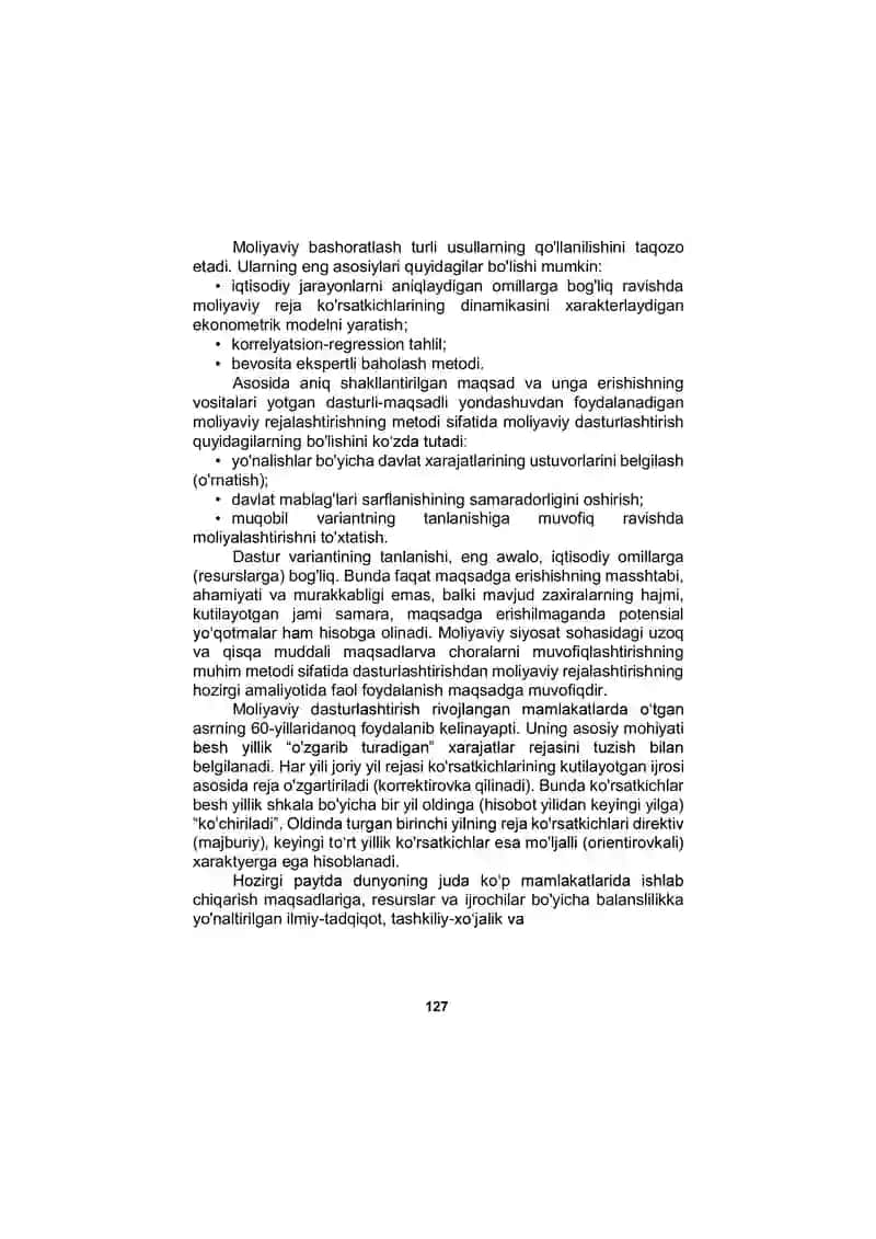 Moliyaviy bashoratlash turli usullar