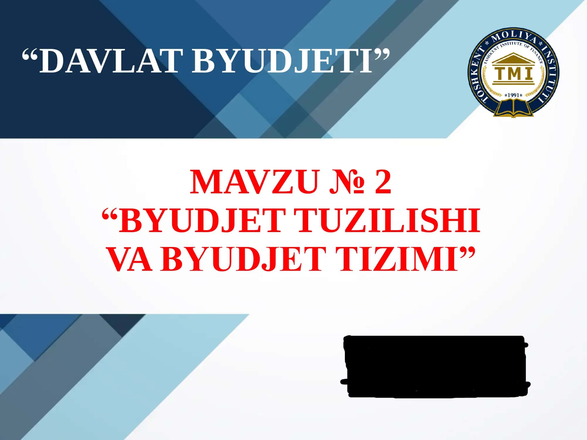 Byudjet tuzilishi va byudjet tizimi 1