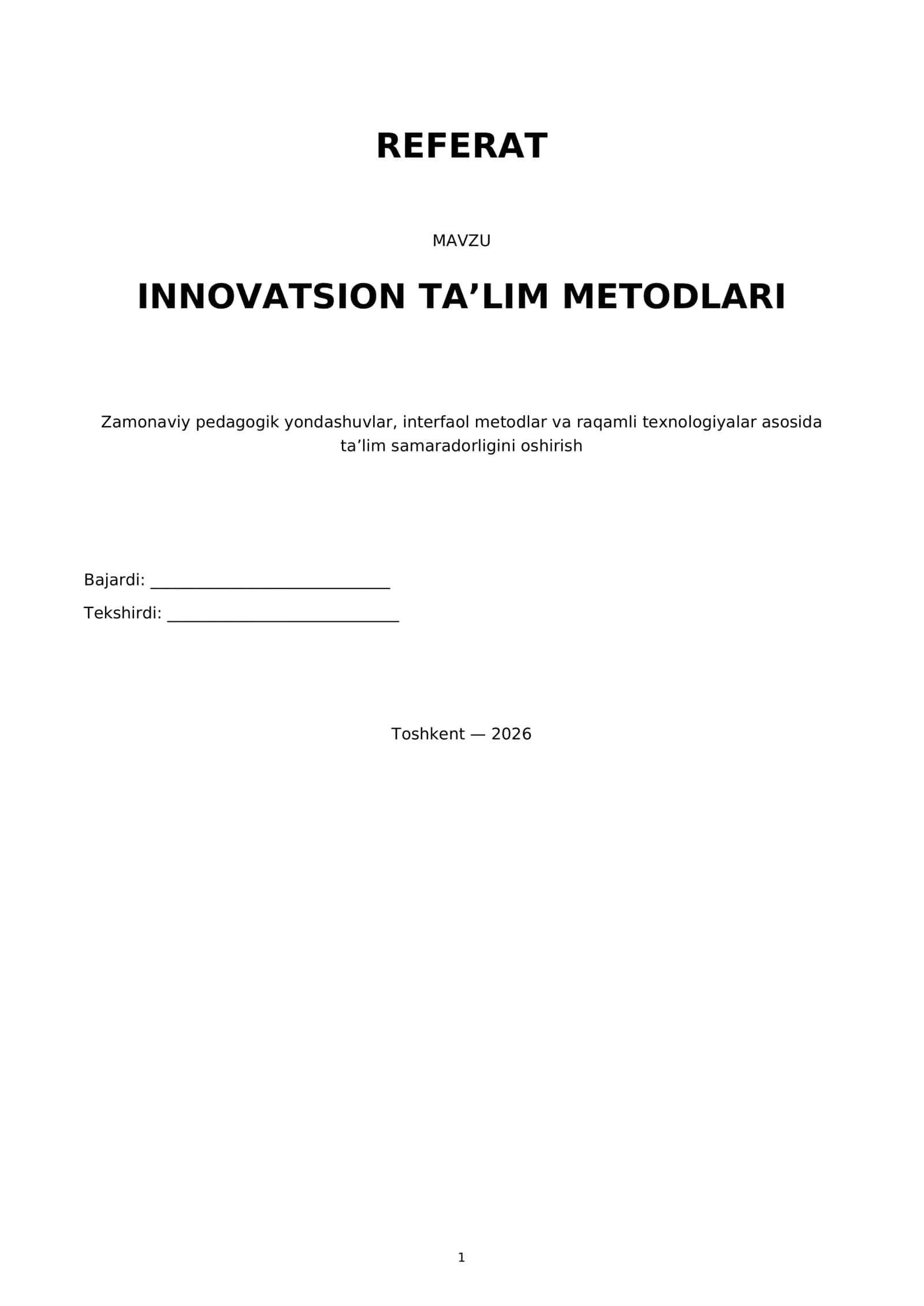 Innovatsion taʼlim metodlari 1