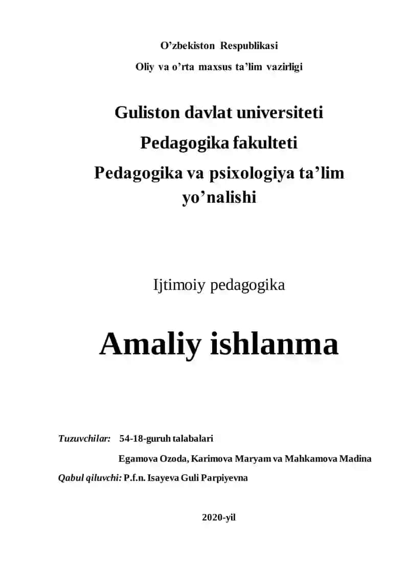 Maktabgacha ta’lim muassasalarida ijtimoiy pedagogik texnologiyalarni qo’llash mumkin bo’lgan sohalarni yoritish