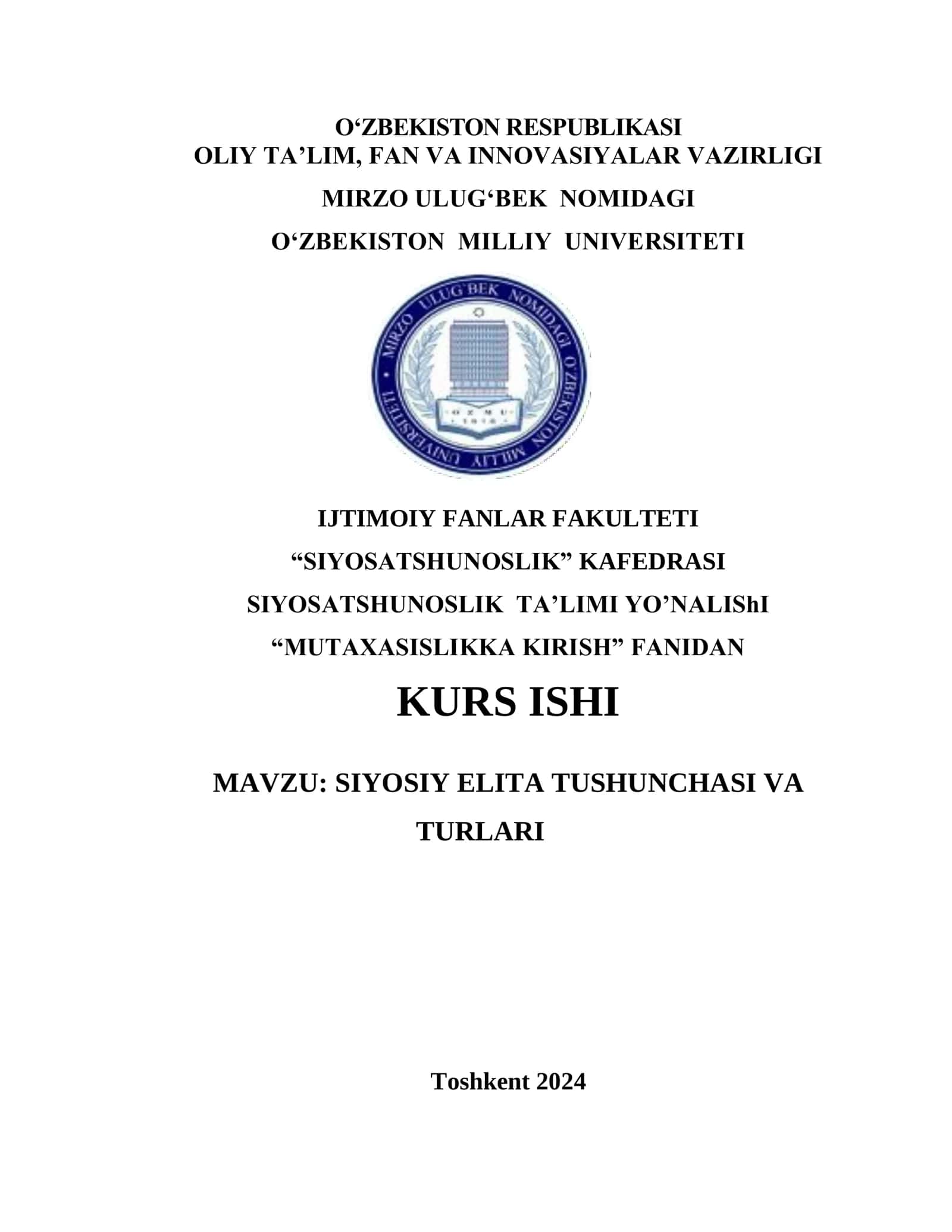 SIYOSIY ELITA TUSHUNCHASI VA TURLARI 1