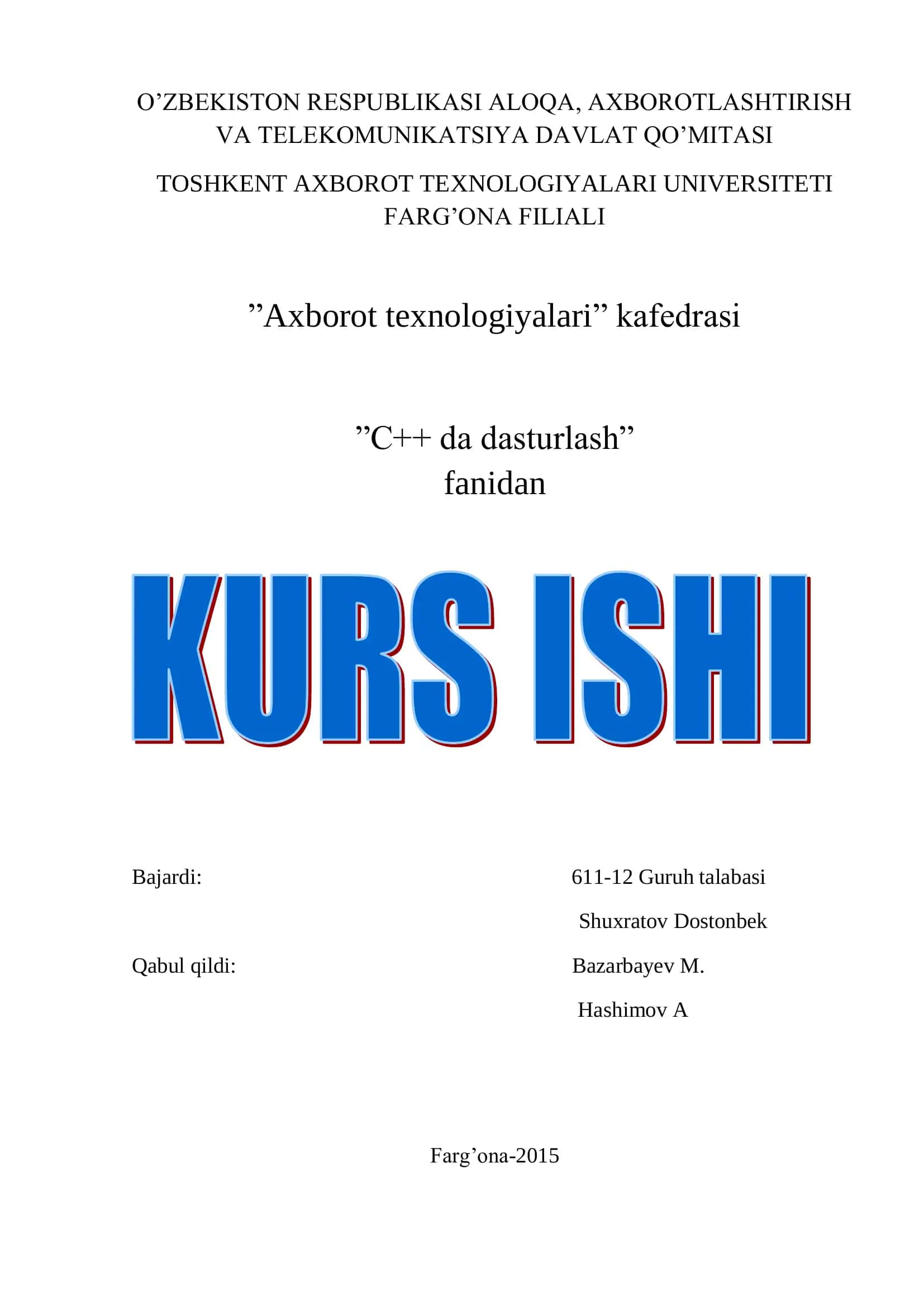 C++ da dasturlash 1