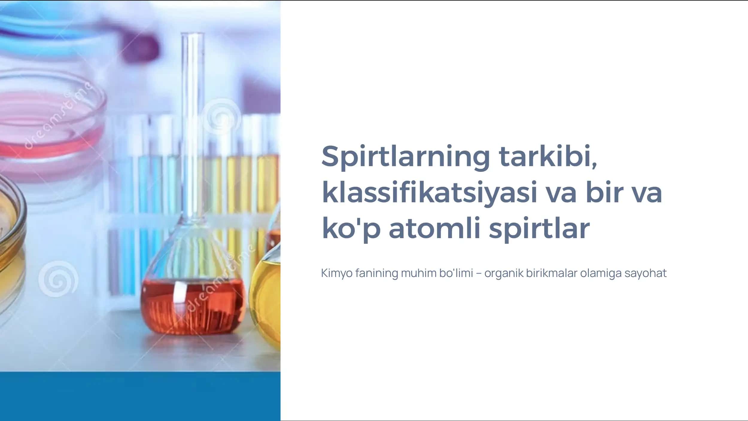 Spirtlarning tarkibi, 
klassifikatsiyasi va bir va 
ko'p atomli spirtlar 1