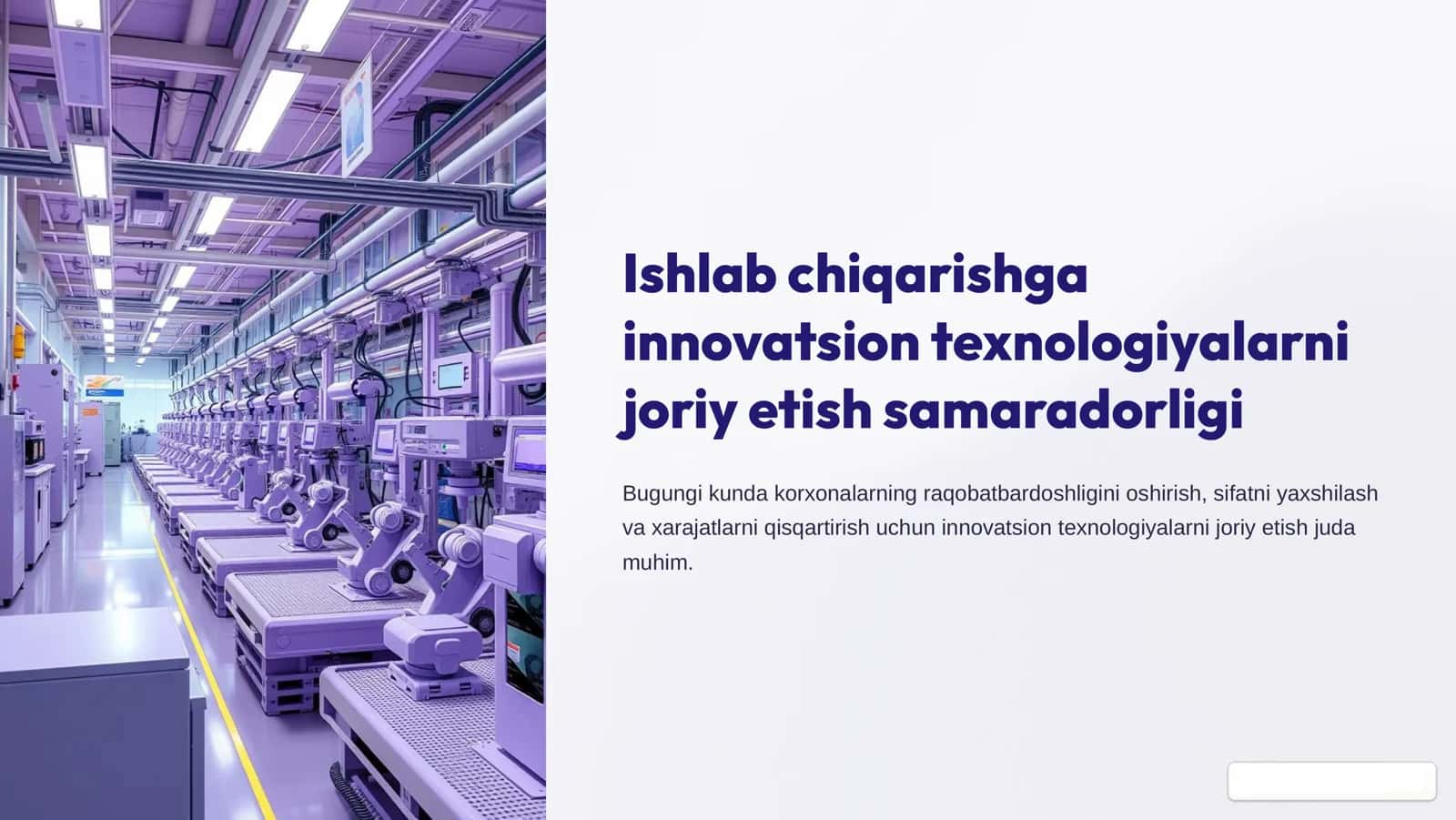 Ishlab chiqarishga innovatsion texnologiyalarni joriy etish samaradorligi 1