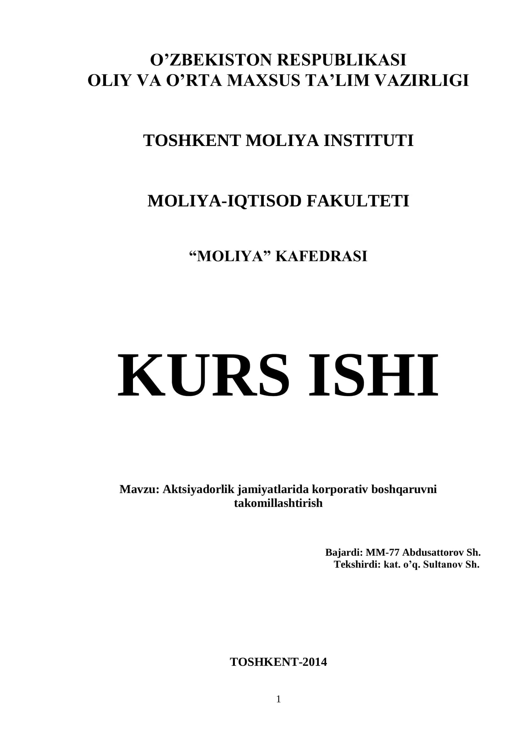Aktsiyadorlik jamiyatlarida korporativ boshqaruvni takomillashtirish 1