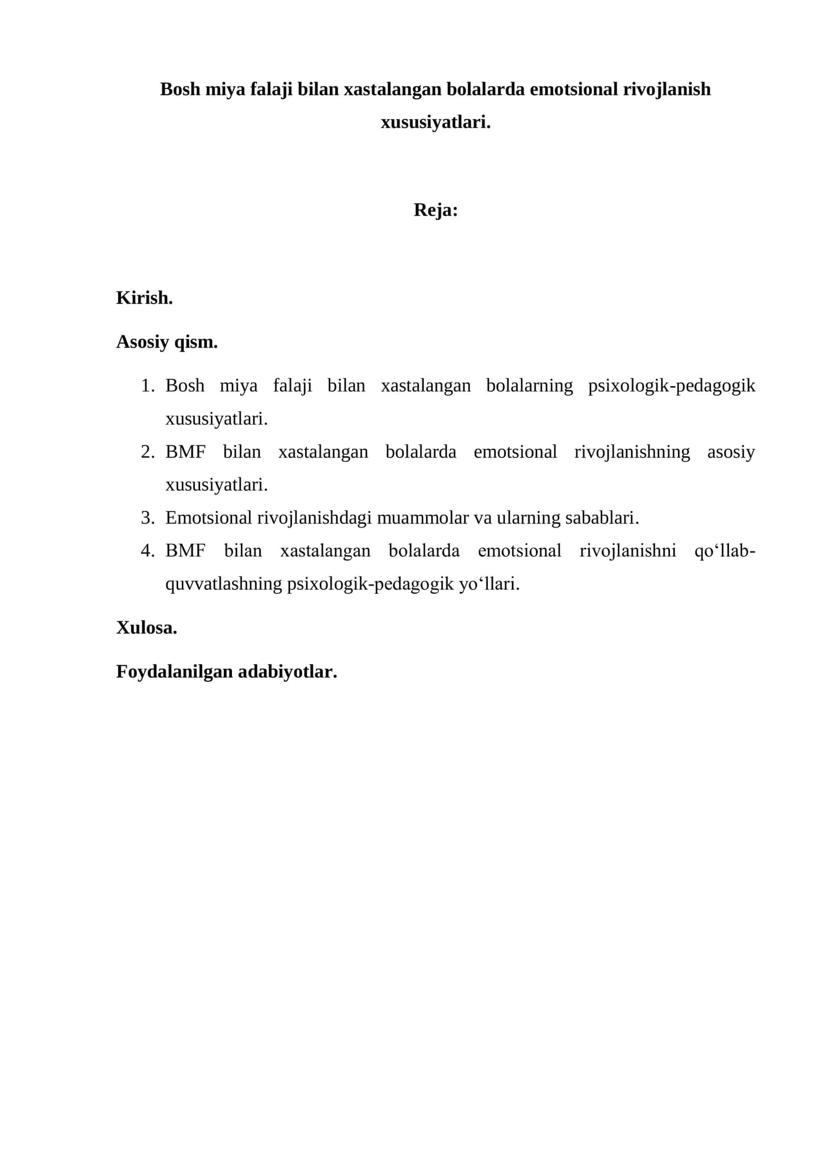 Bosh miya falaji bilan xastalangan bolalarda emotsional rivojlanish xususiyatlari 1