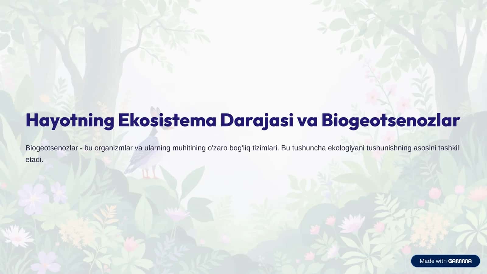Hayotning Ekosistema Darajasi va Biogeotsenozlar 1