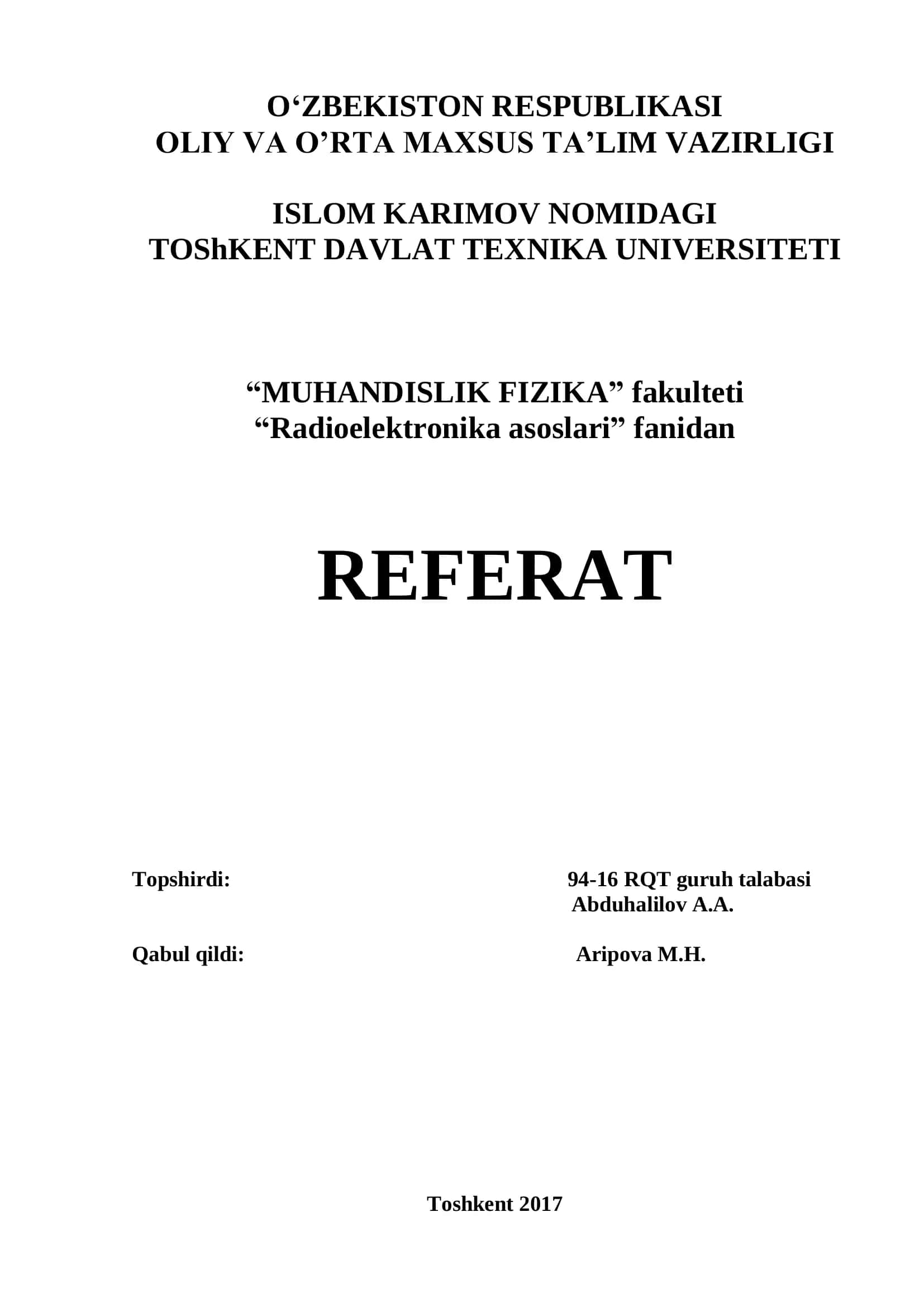 Radioelementlar va ularning turlari 1