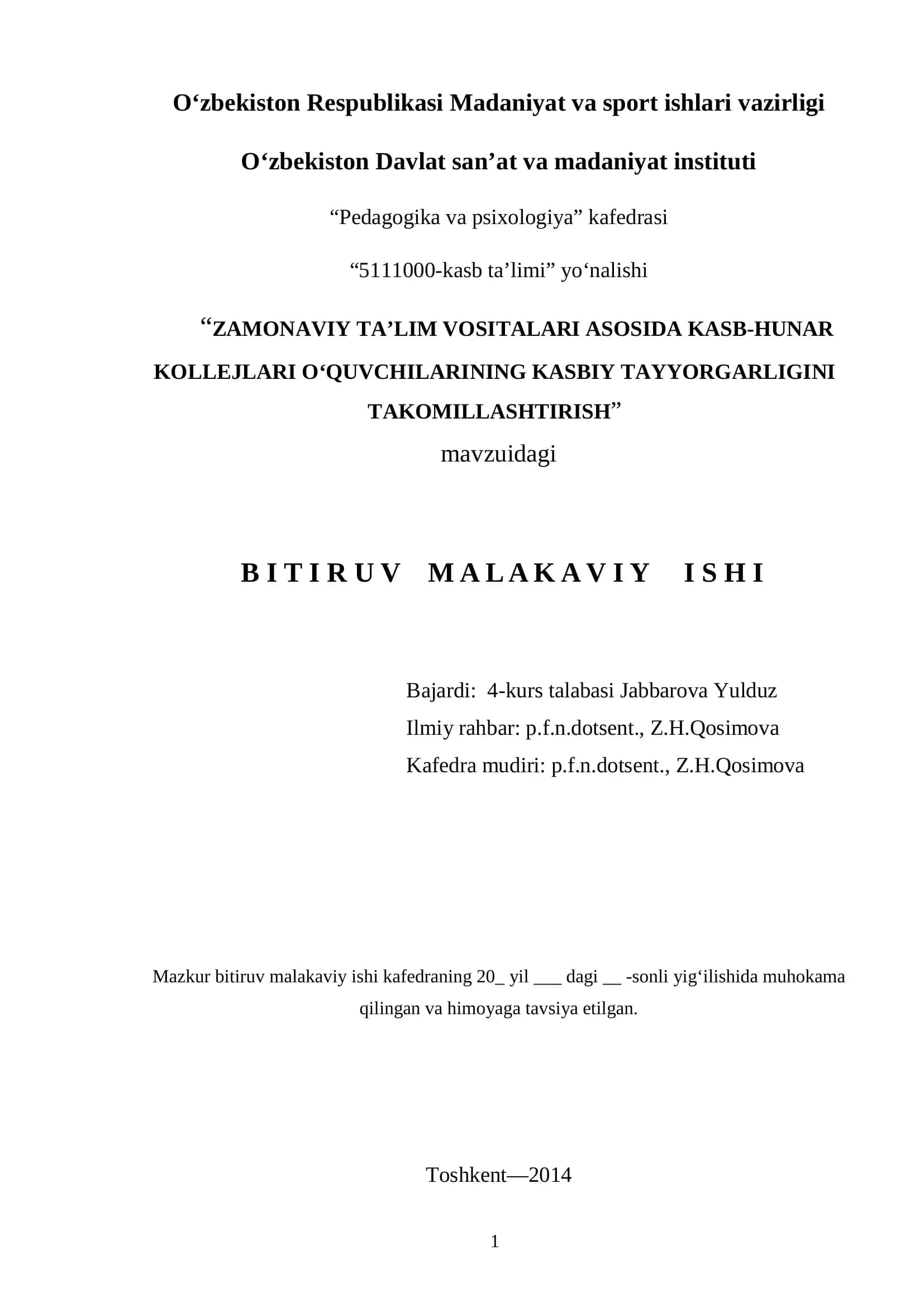 ZAMONAVIY TA’LIM VOSITALARI ASOSIDA KASB-HUNAR KOLLEJLARI O‘QUVCHILARINING KASBIY TAYYORGARLIGINI TAKOMILLASHTIRISH 1