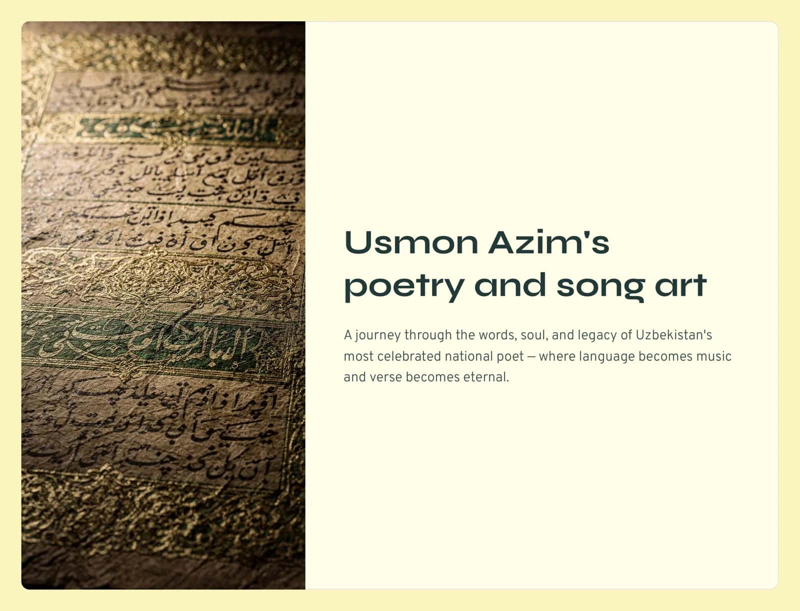 Usmon Azim's Poetry and Song Art 1