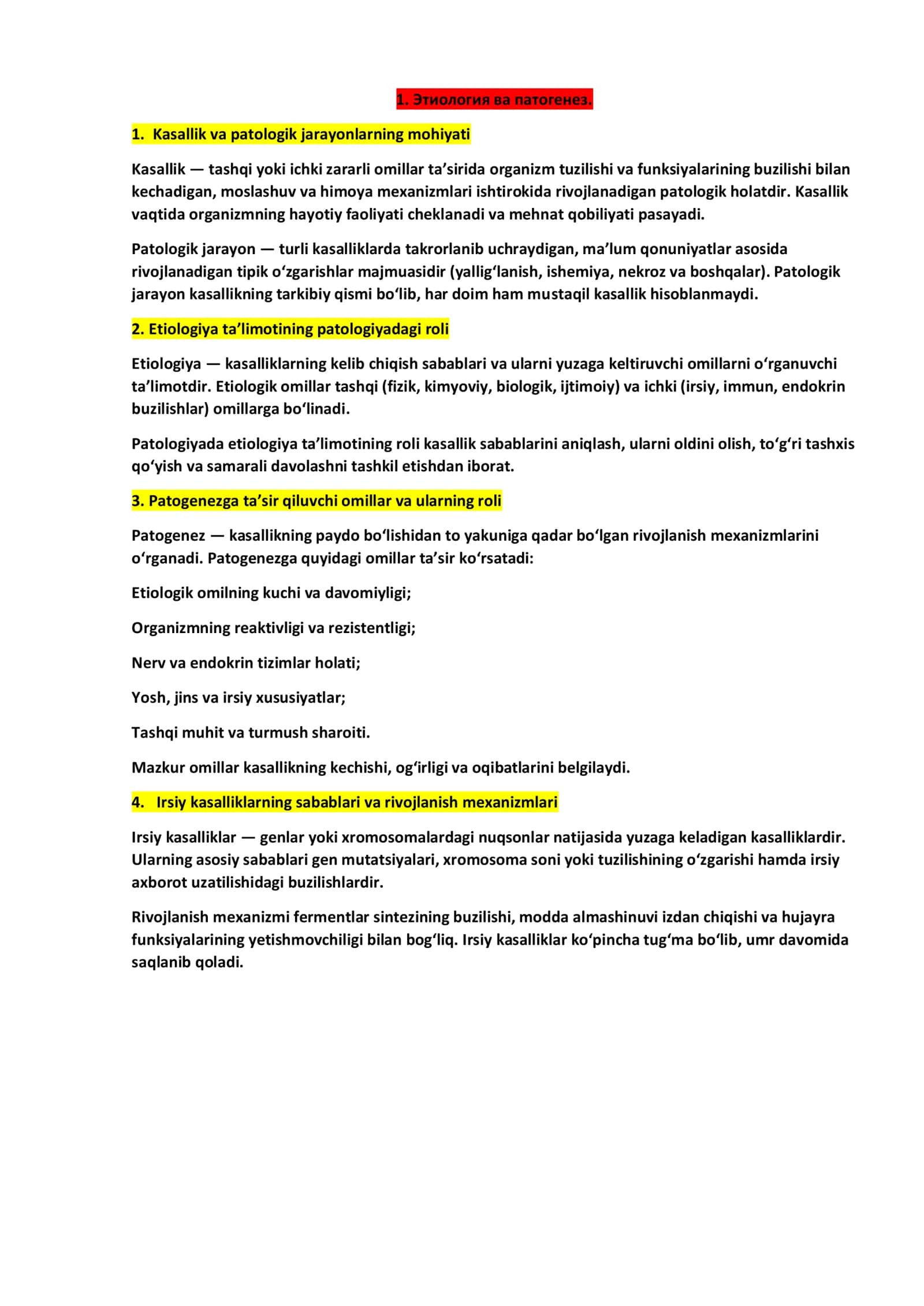 Etiologiya va patologik jarayonlarning mohiyati 1