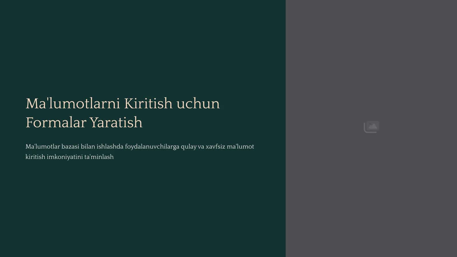 Ma'lumotlarni Kiritish uchun formalar yaratish 1
