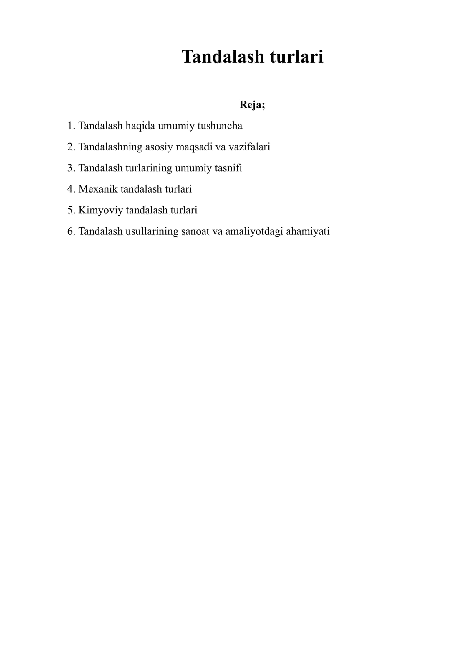Tandalash turlari 1