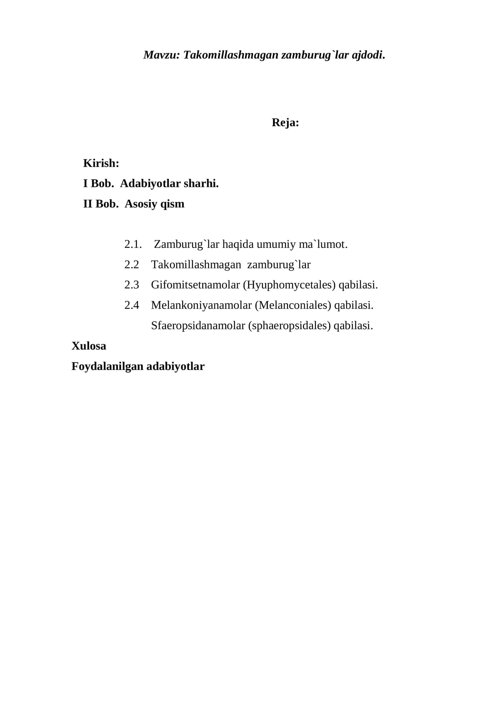 Takomillashmagan zamburug`lar ajdodi 1