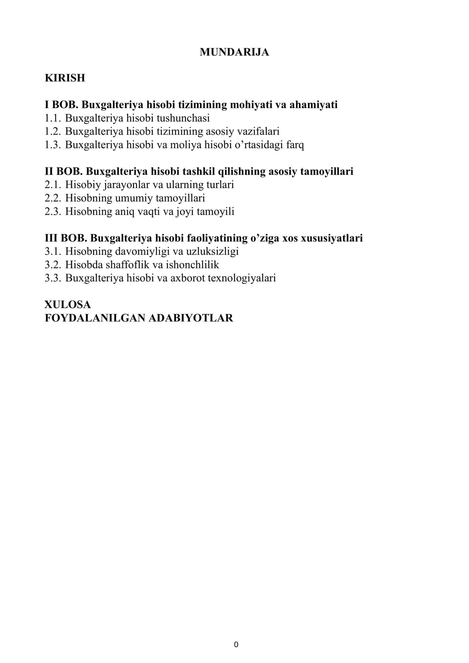 BOB. Buxgalteriya hisobi tizimining mohiyati va ahamiyati 1