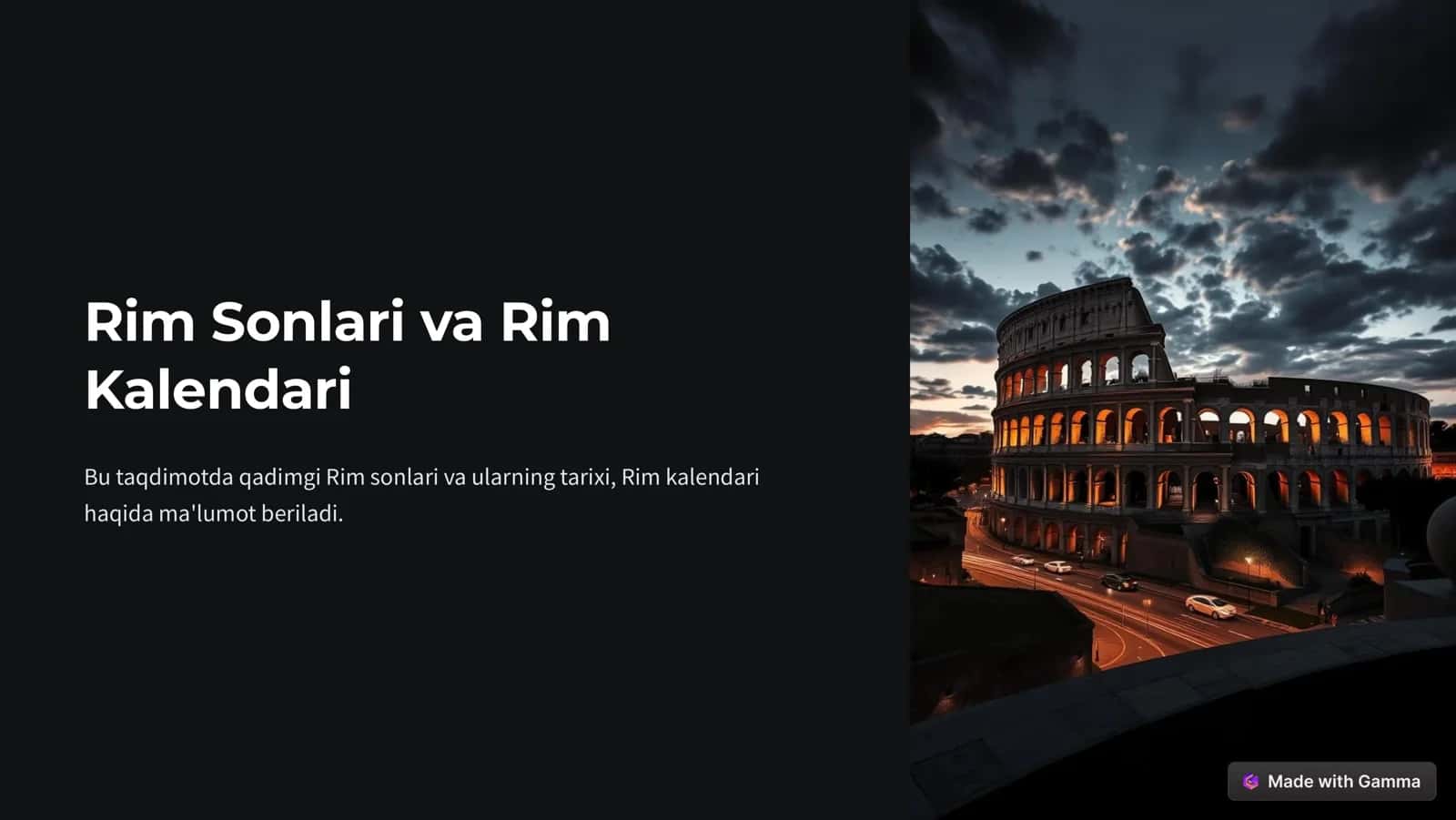 Rim Sonlari va Rim Kalendari 1