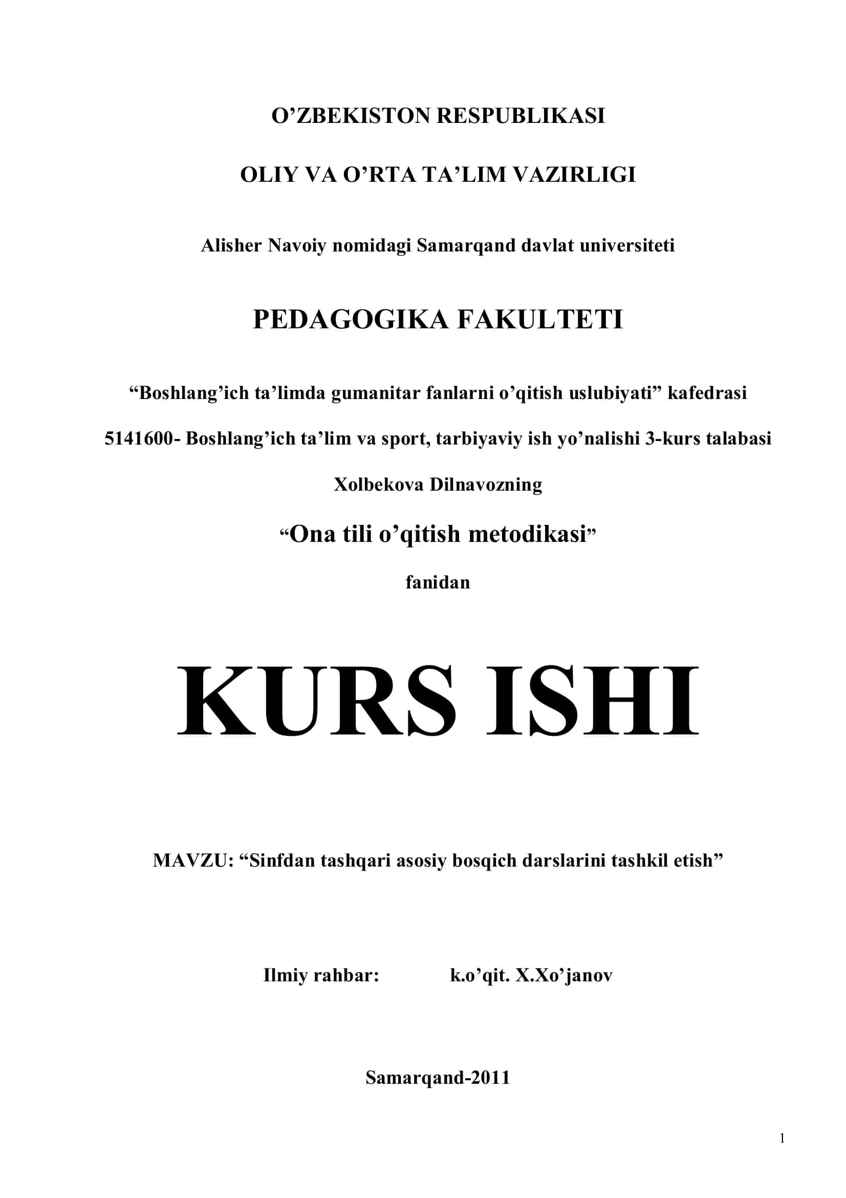 Ona tili o’qitish metodikasi 1