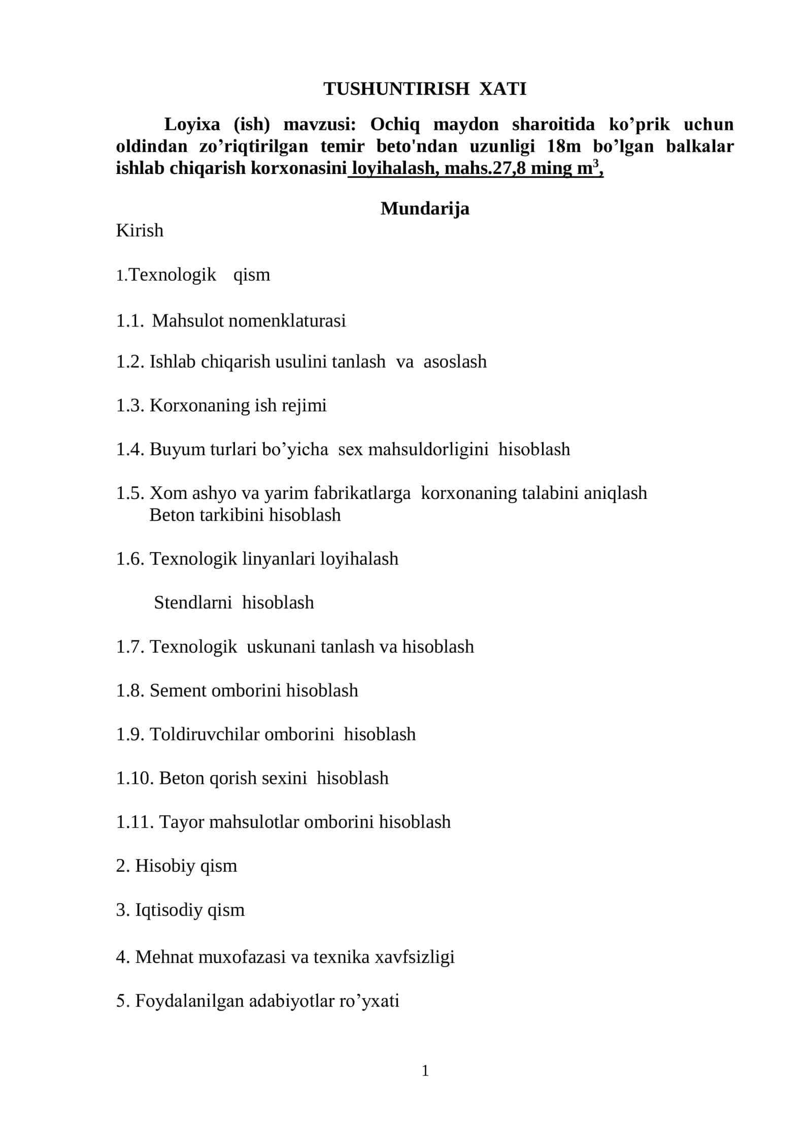 ochiq maydon sharoitida korxona loyihalash 1