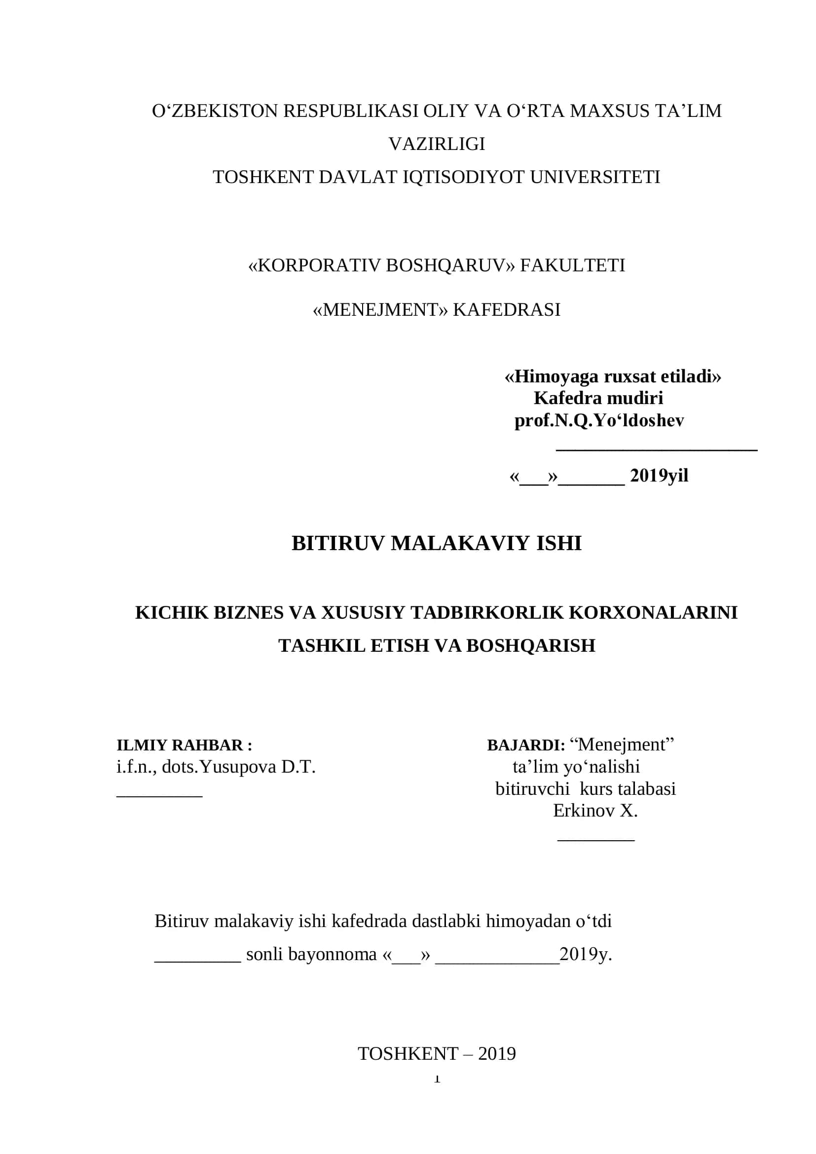 KICHIK BIZNES VA XUSUSIY TADBIRKORLIK 1