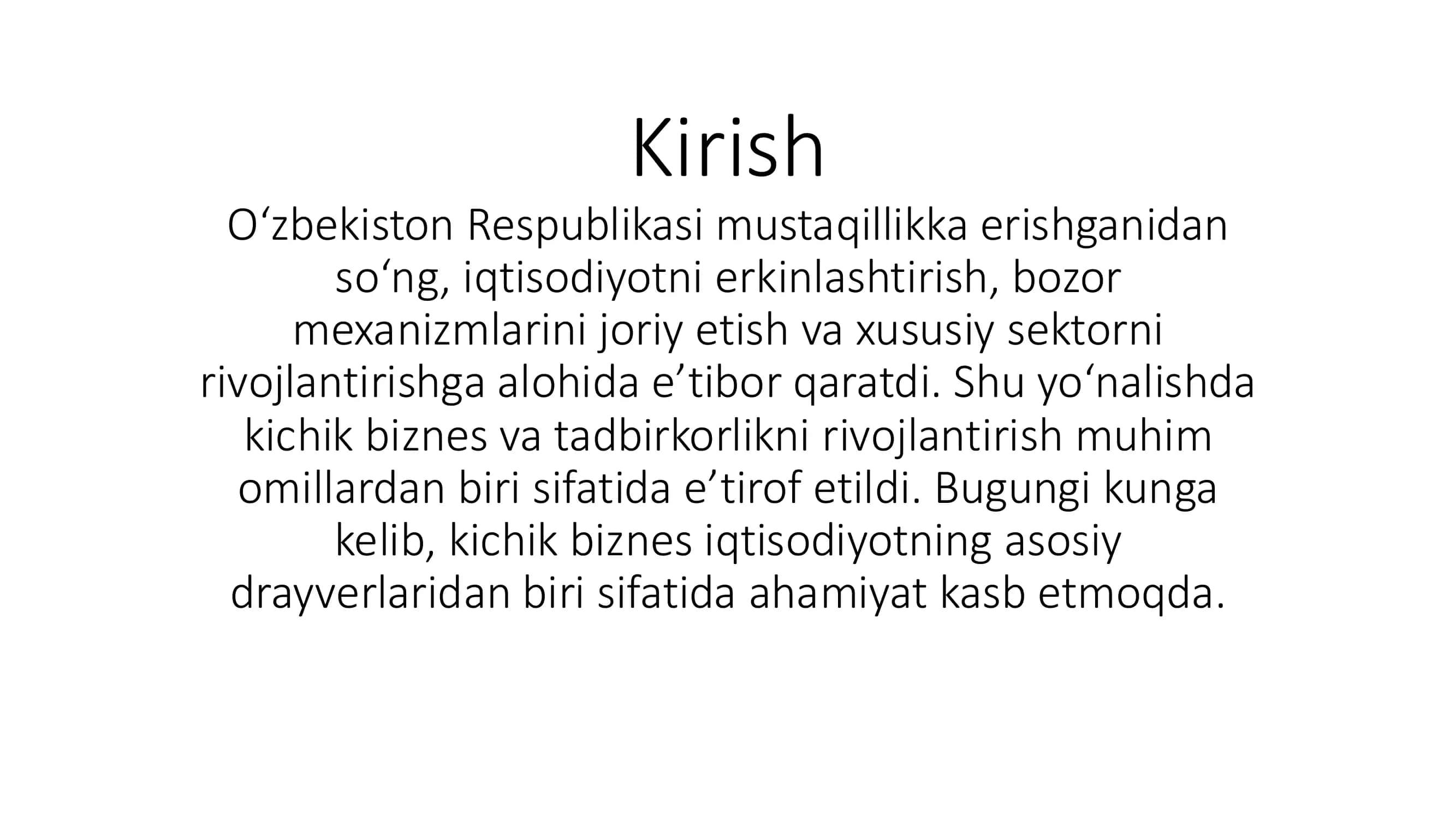 Kichik biznes va tadbirkorlik 1
