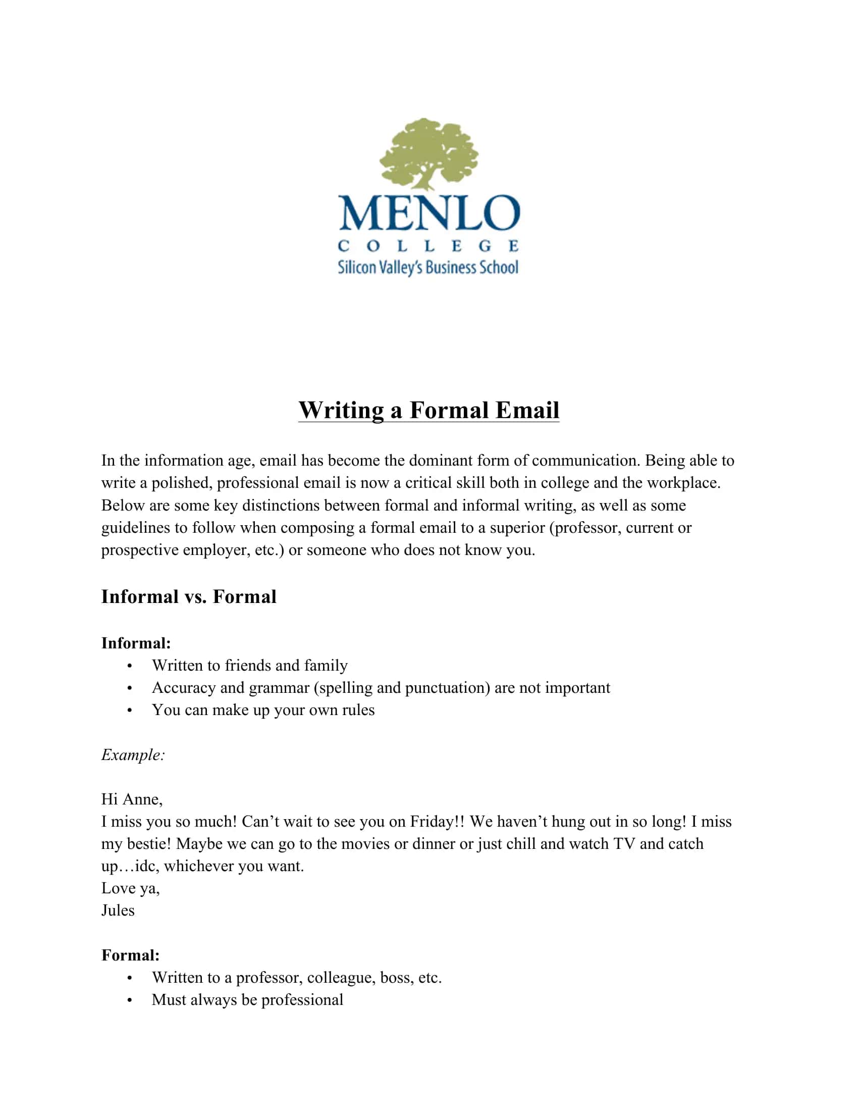 Writing a Formal Email 1