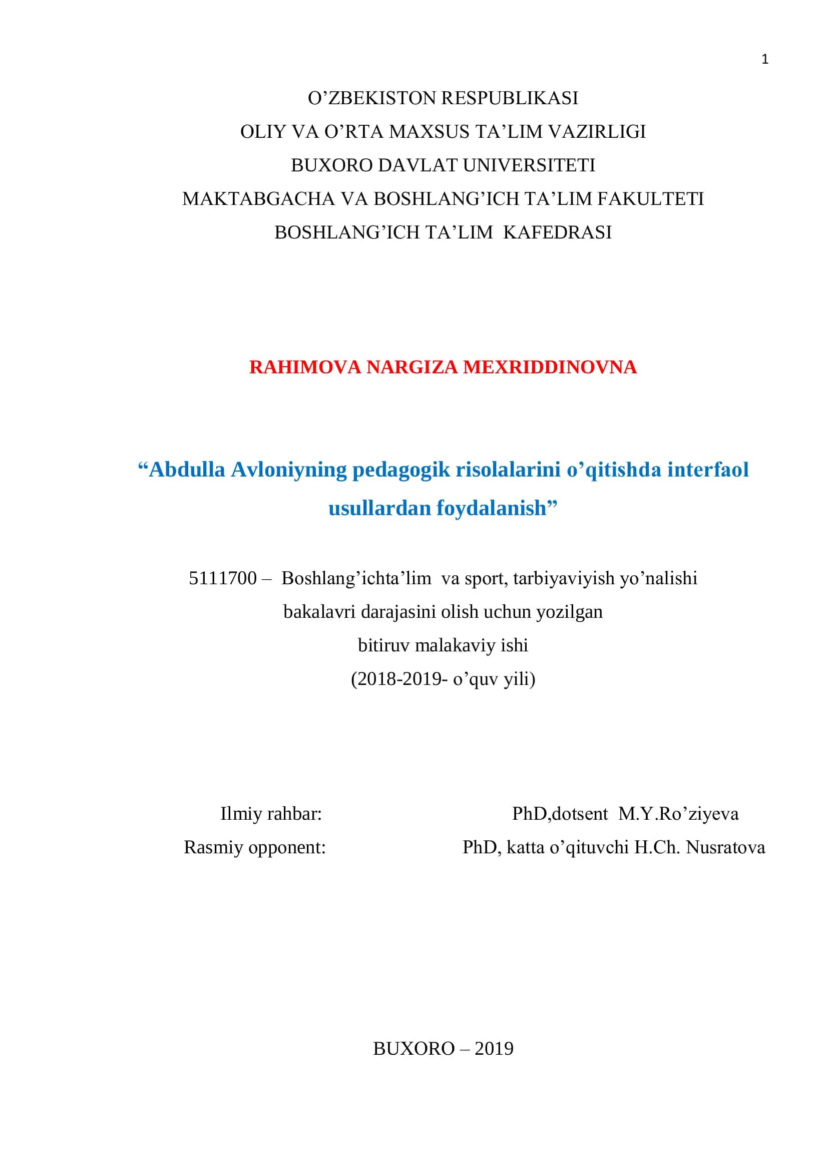 Abdulla Avloniyning pedagogik risolalarini o’qitishda interfaol usullardan foydalanish 1