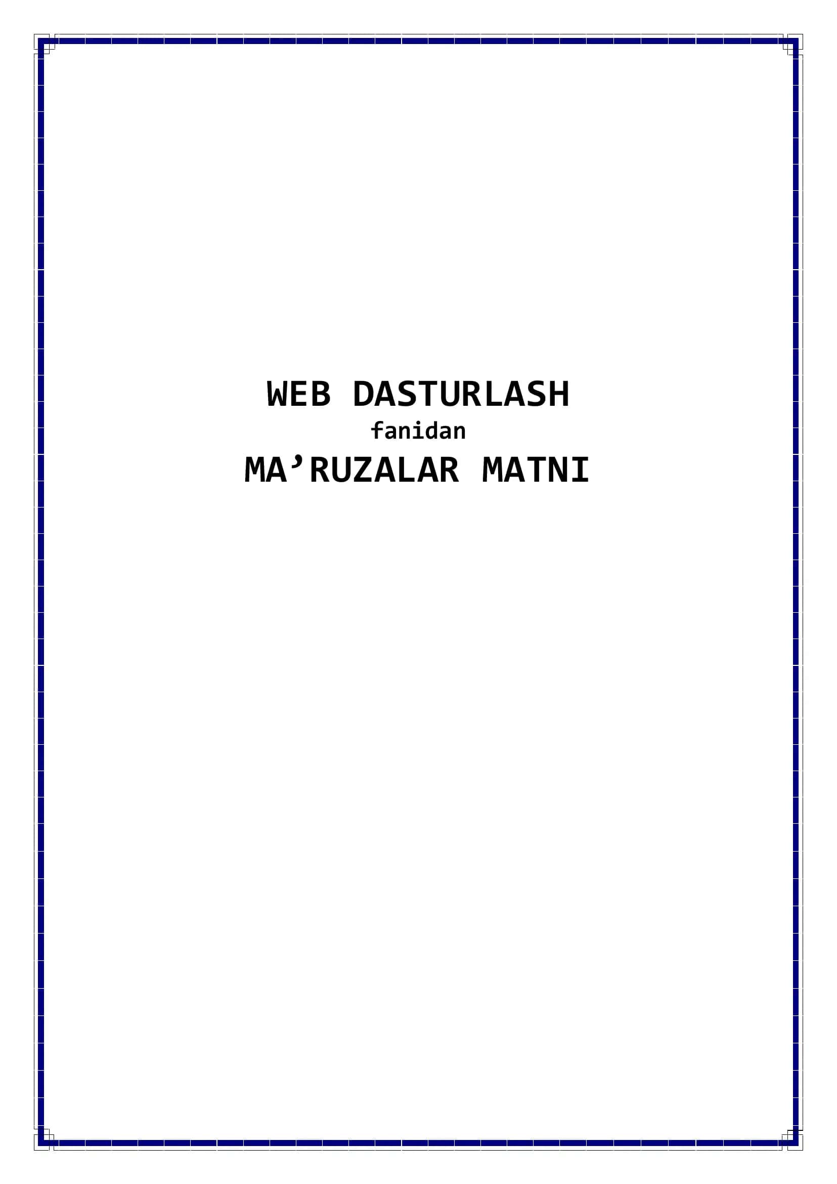 WEB DASTURLASH 1