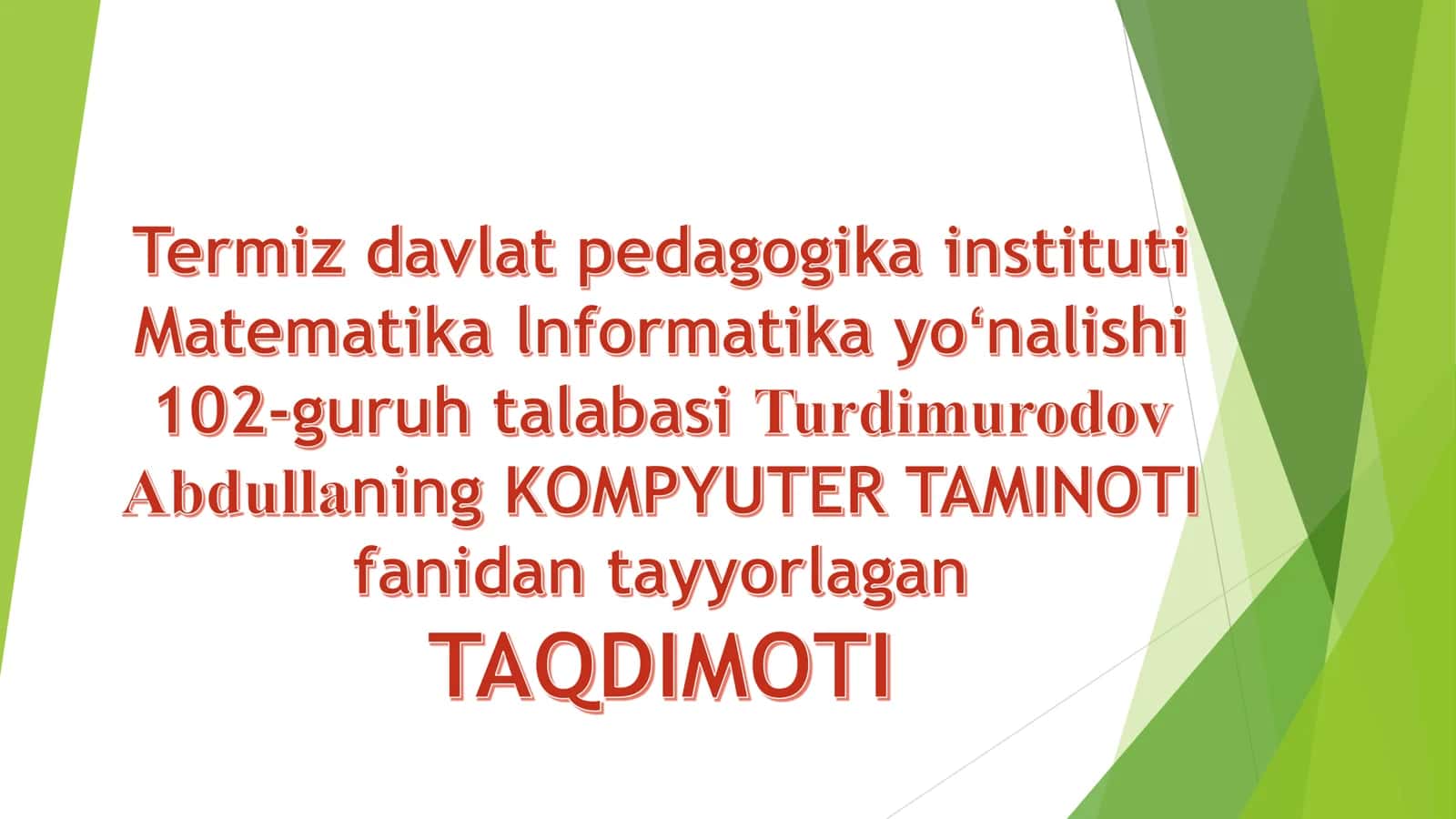 Tizimli blok qismlari bilan tanishish 1