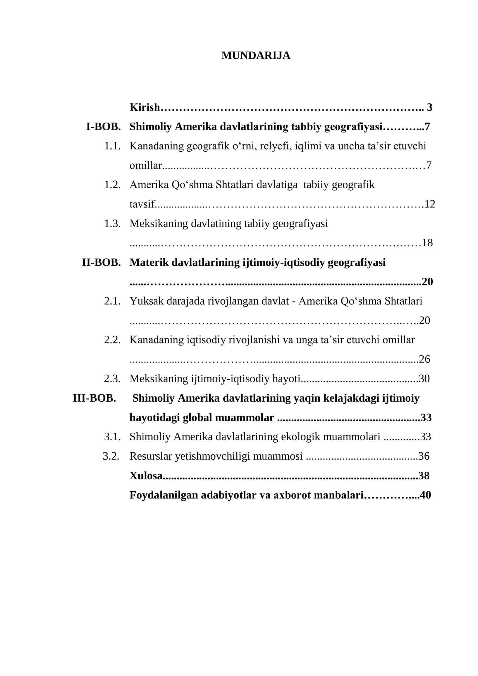 Shimoliy Amerika davlatlarining tabiiy va ijtimoiy-iqtisodiy geografiyasi 1