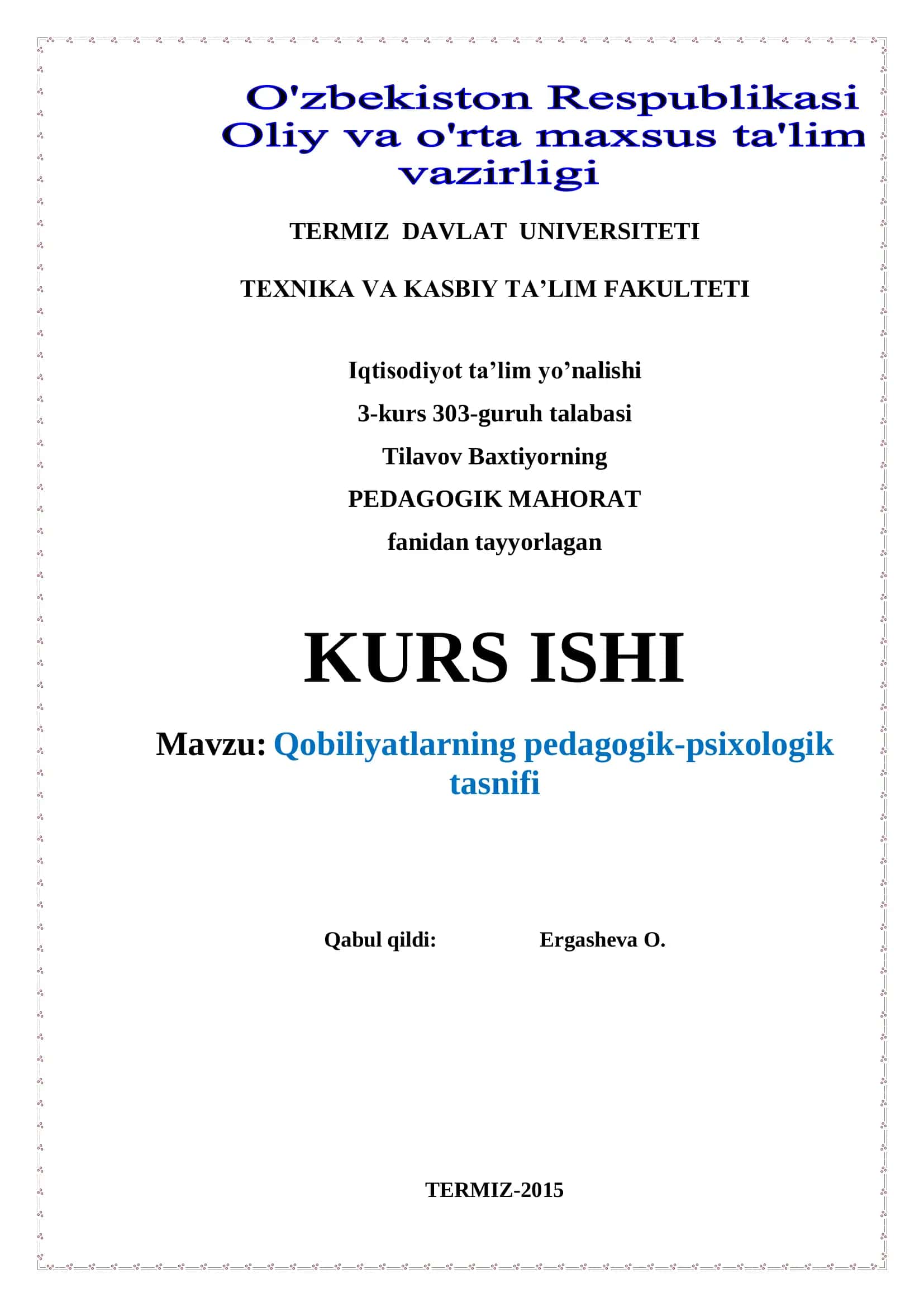 QOBILIYATNING PEDAGOGIK PSIXOLOGIK TASNIFI 1