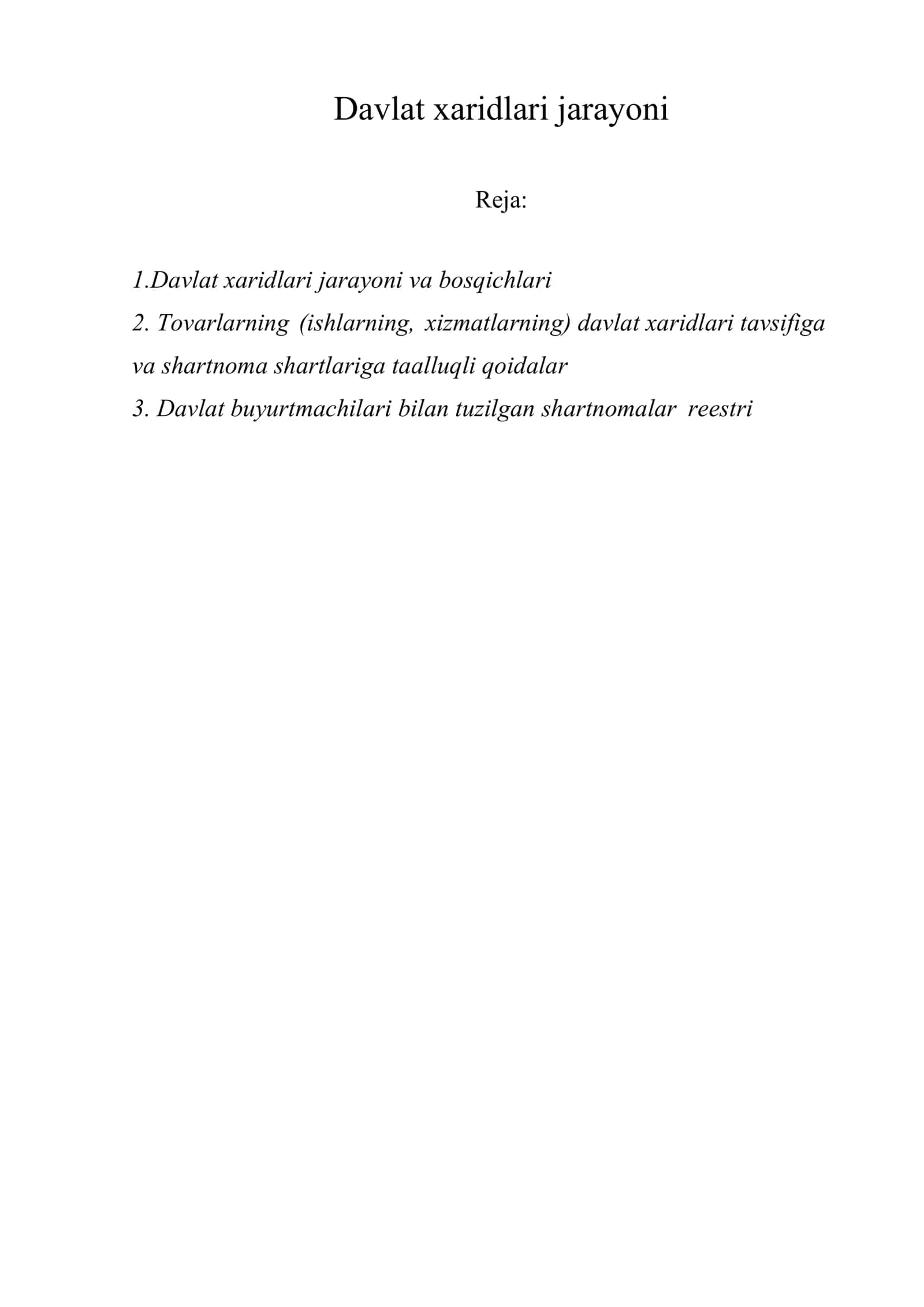 Davlat xaridlari jarayoni 1