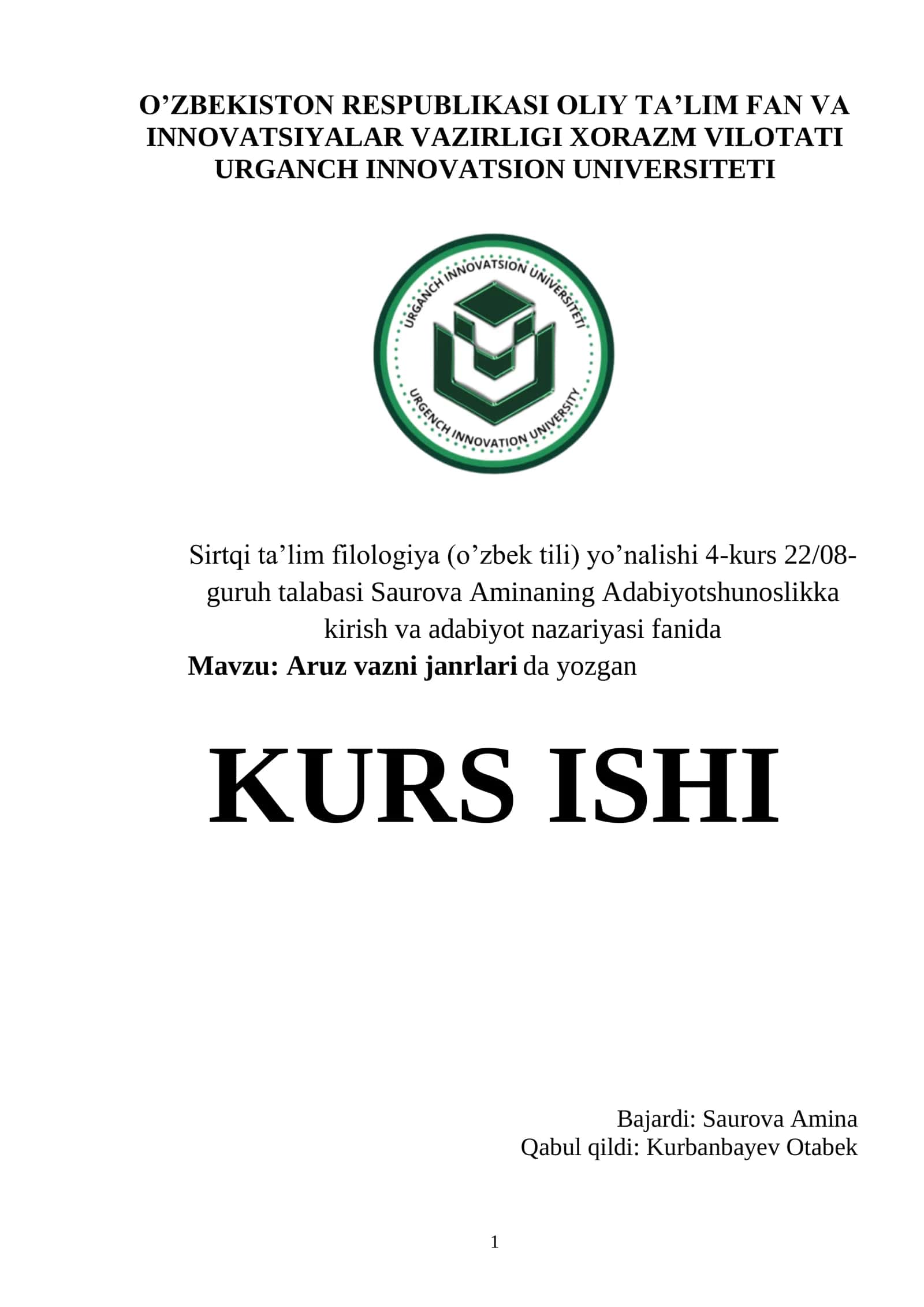 Aruz vazni janrlari da yozgan 1