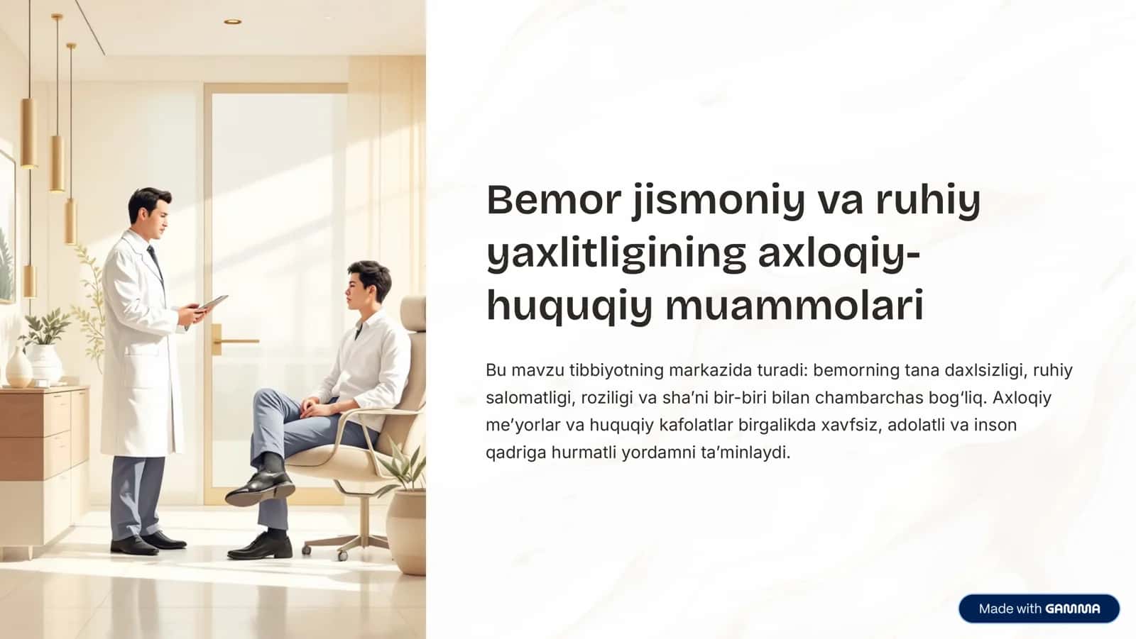 Bemor jismoniy va ruhiy yaxlitligining axloqiy-huquqiy muammolari 1