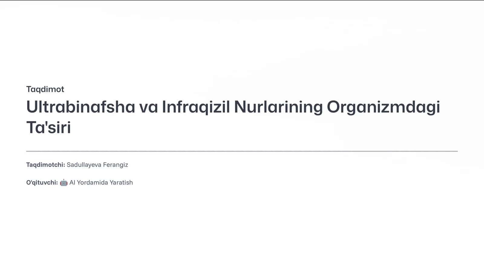 Ultrabinafsha va Infraqizil Nurlarining Organizmdagi Ta'siri 1