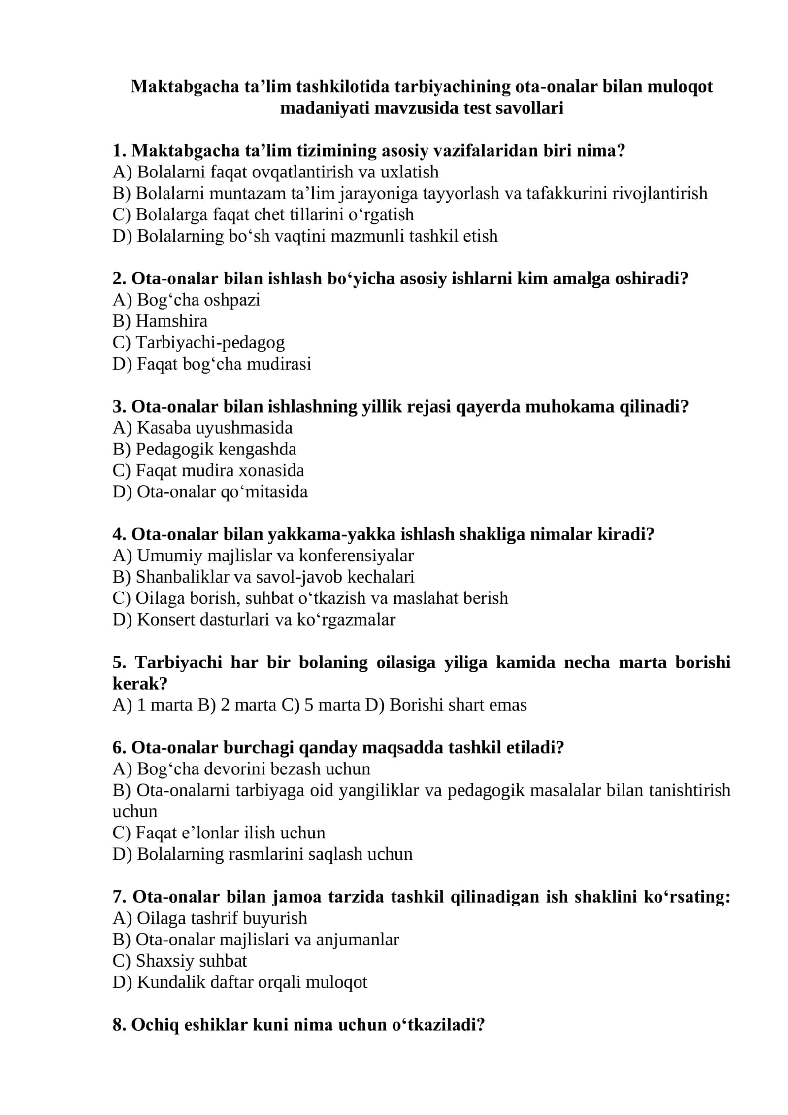 Maktabgacha ta’lim tashkilotida tarbiyachining ota-onalar bilan muloqot madaniyati 1
