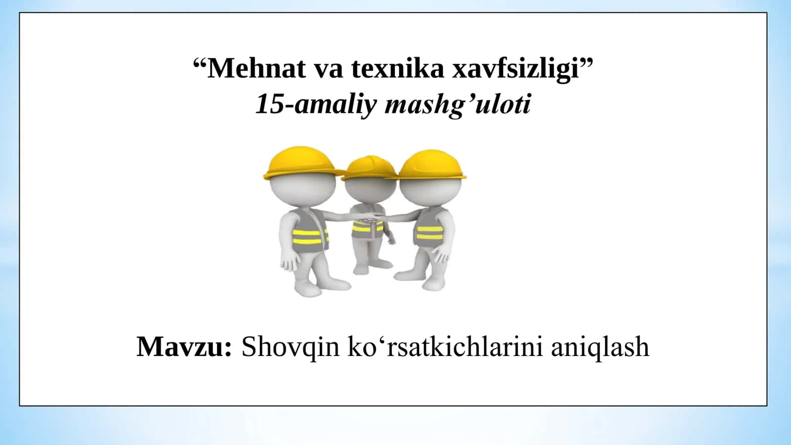 Shovqin ko‘rsatkichlarini aniqlash 1
