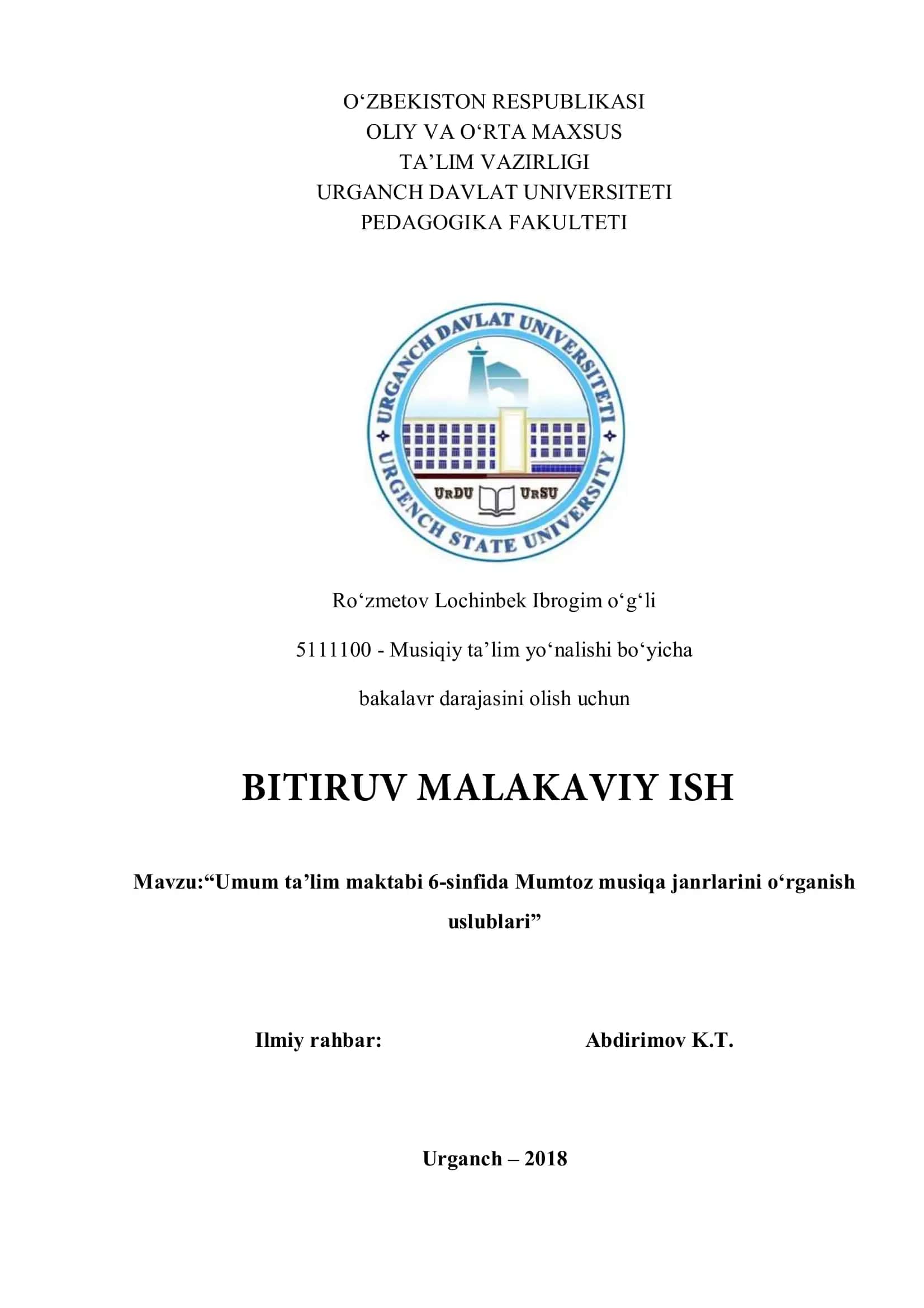 Umum ta’lim maktabi 6-sinfida Mumtoz musiqa janrlarini o„rganish uslublari 1