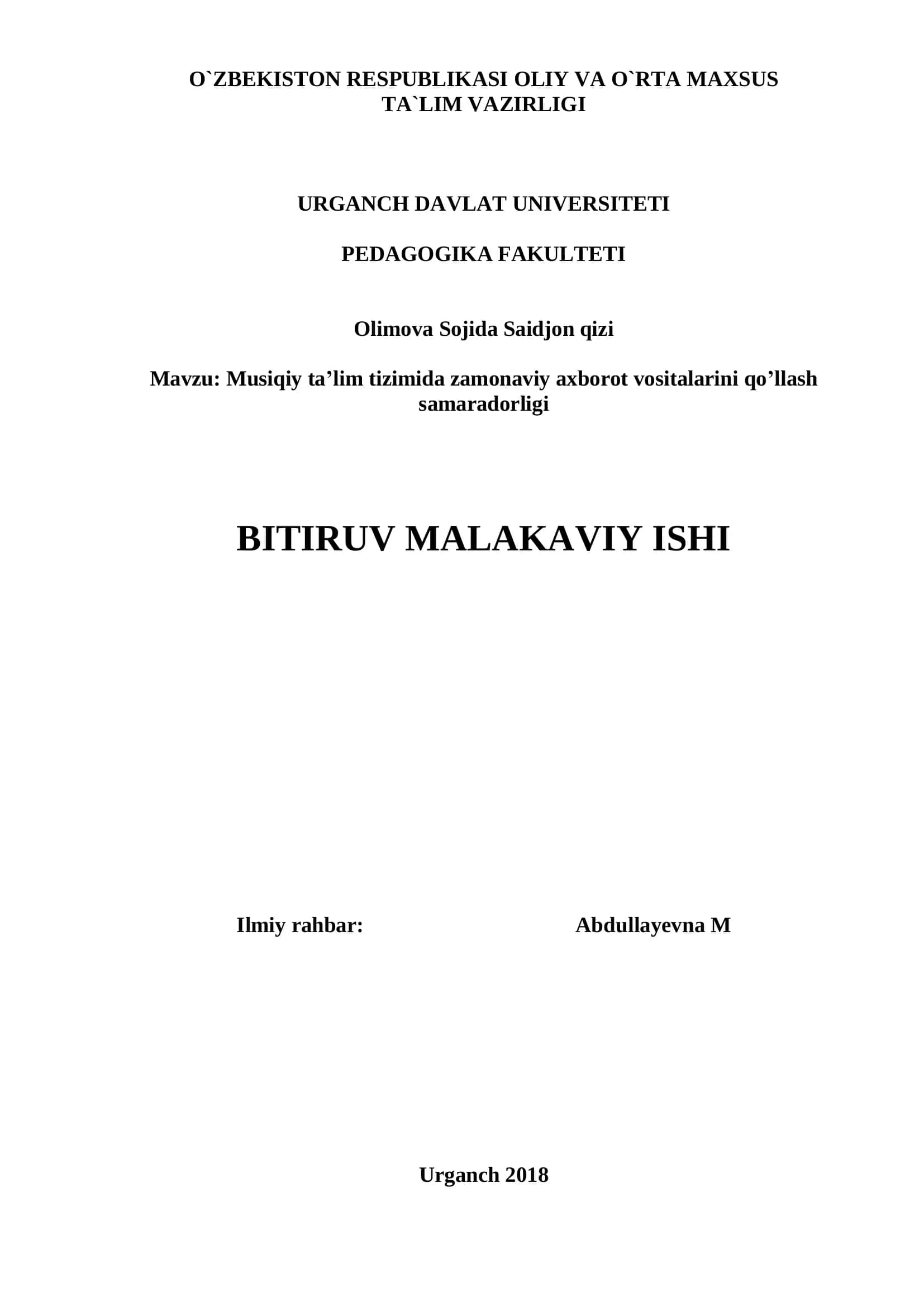 Musiqiy ta’lim tizimida zamonaviy axborot vositalarini qo’llash samaradorligi 1