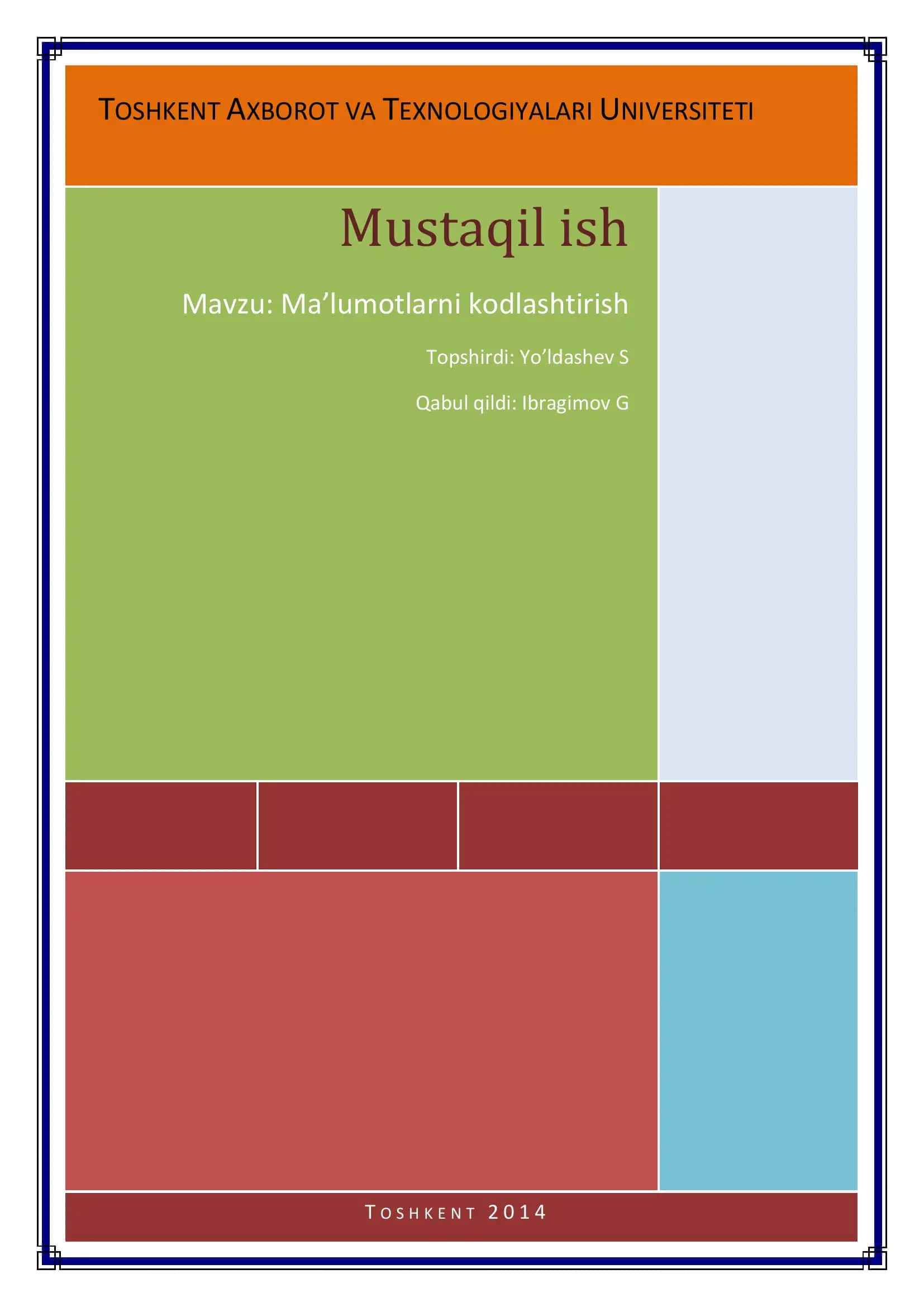 Ma’lumotlarni Kodlashtirish 1