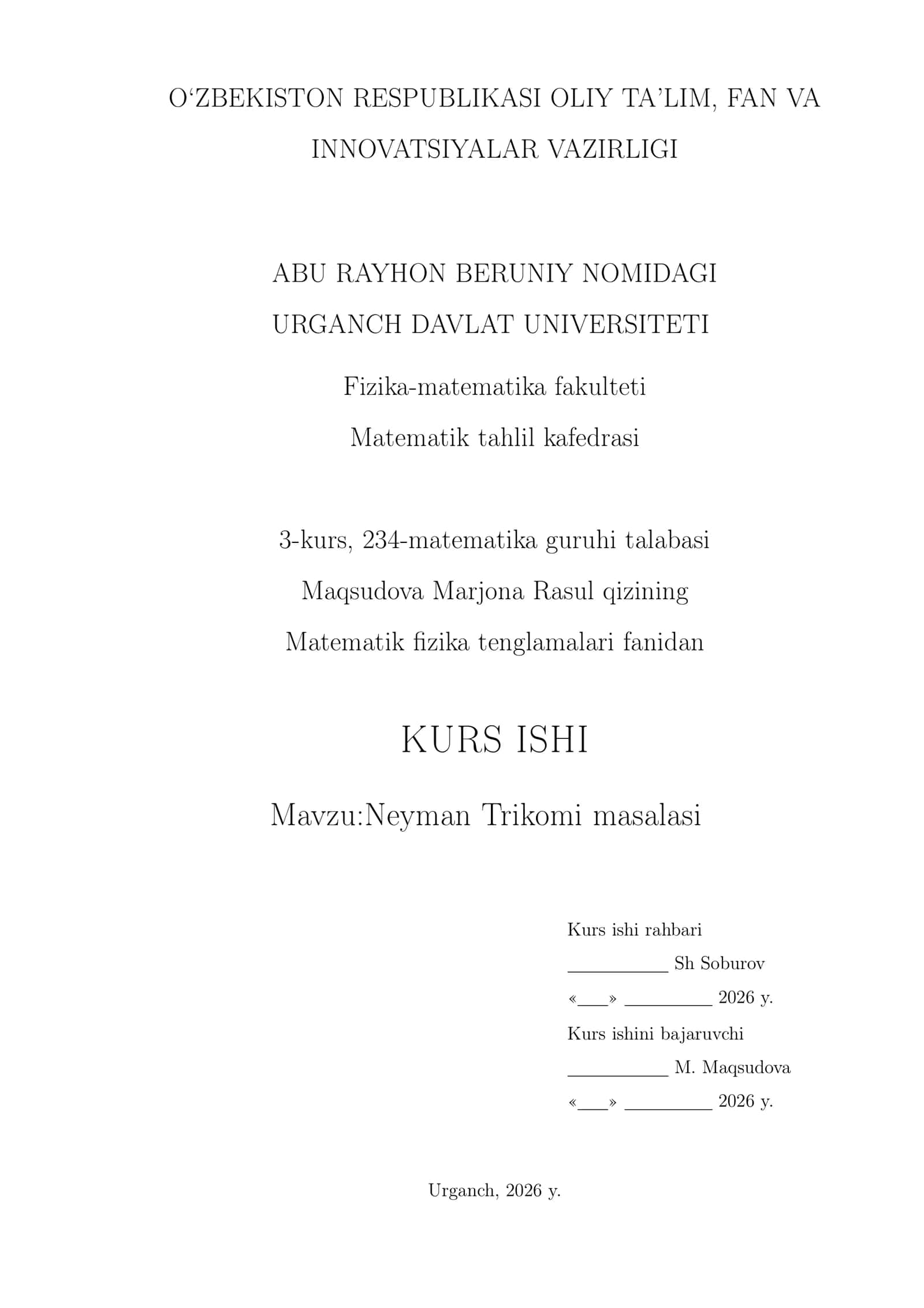 Neyman Trikomi masalasi 1