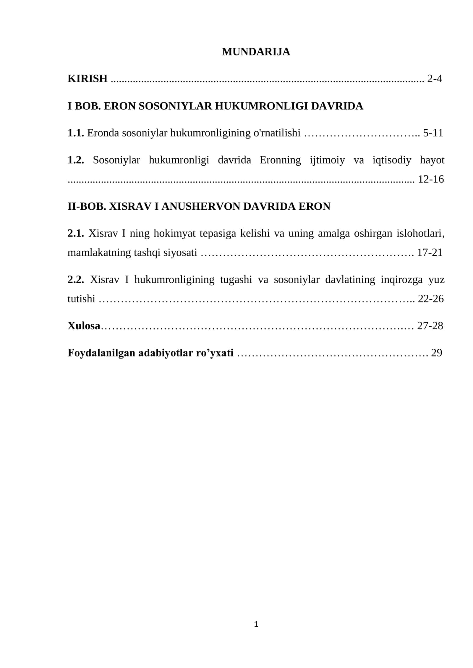 Ilk oʻrta asrlarda Eron: ERON SOSONIYLAR HUKUMRONLIGI DAVRIDA 1