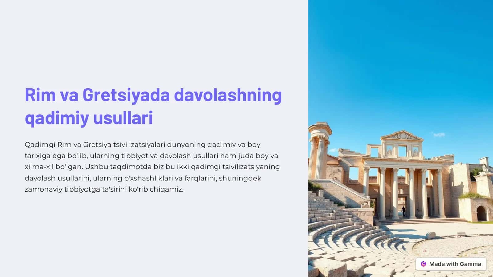 Qadimgi Rim va Gretsiyada davolashning qadimiy usullari 1