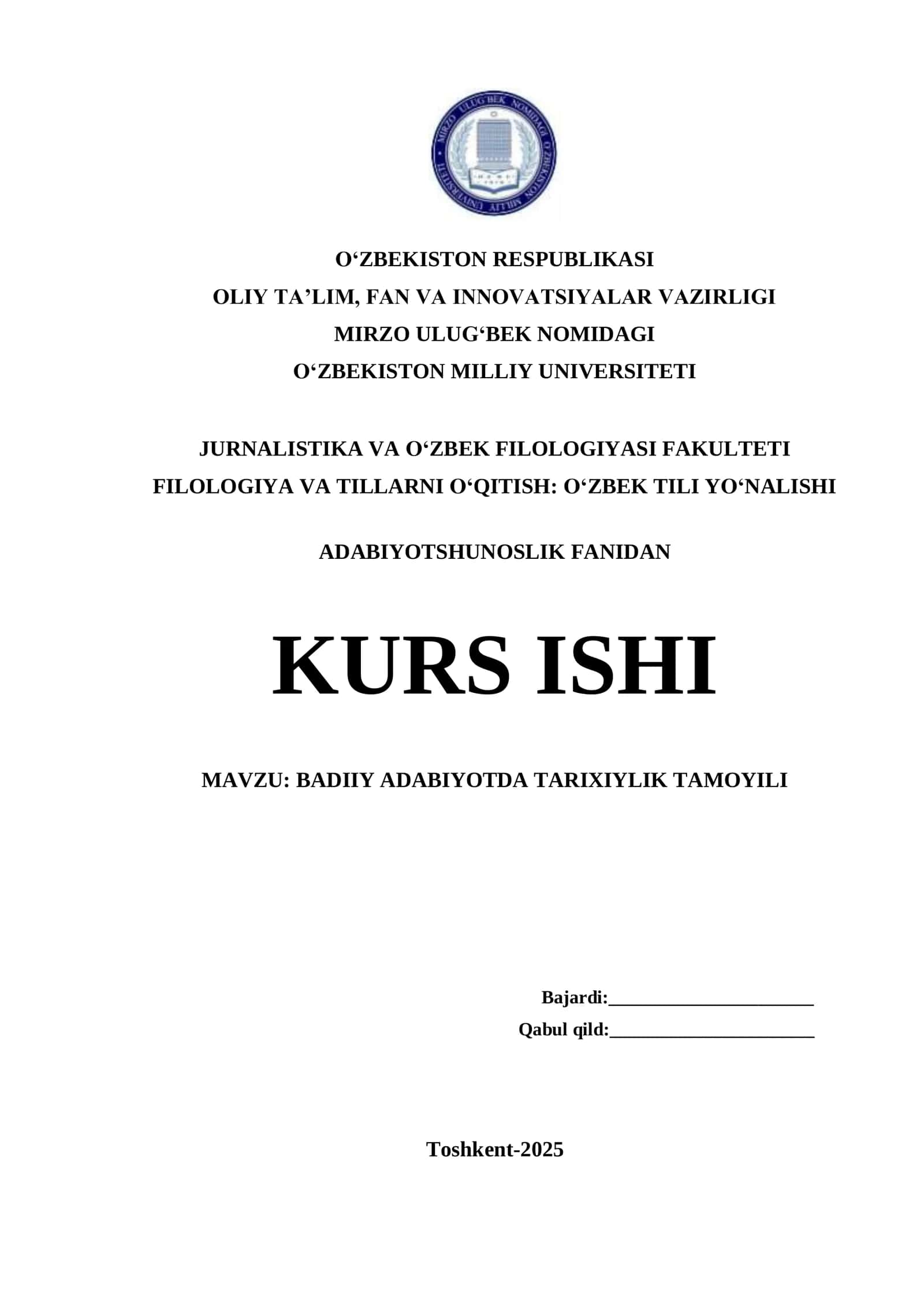 BADIIY ADABIYOTDA TARIXIYLIK TAMOYILI 1