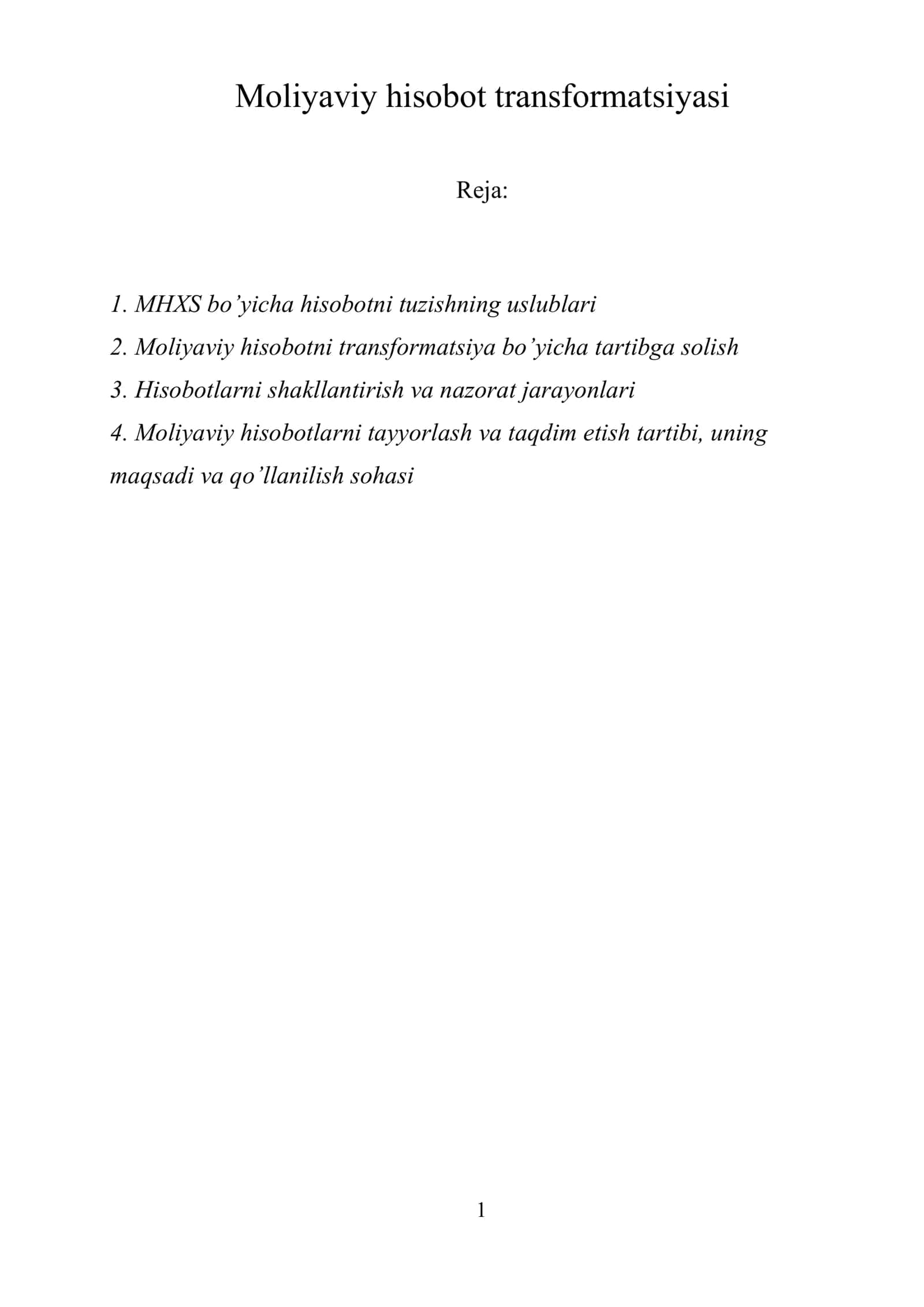 Moliyaviy hisobot transformatsiyasi 1