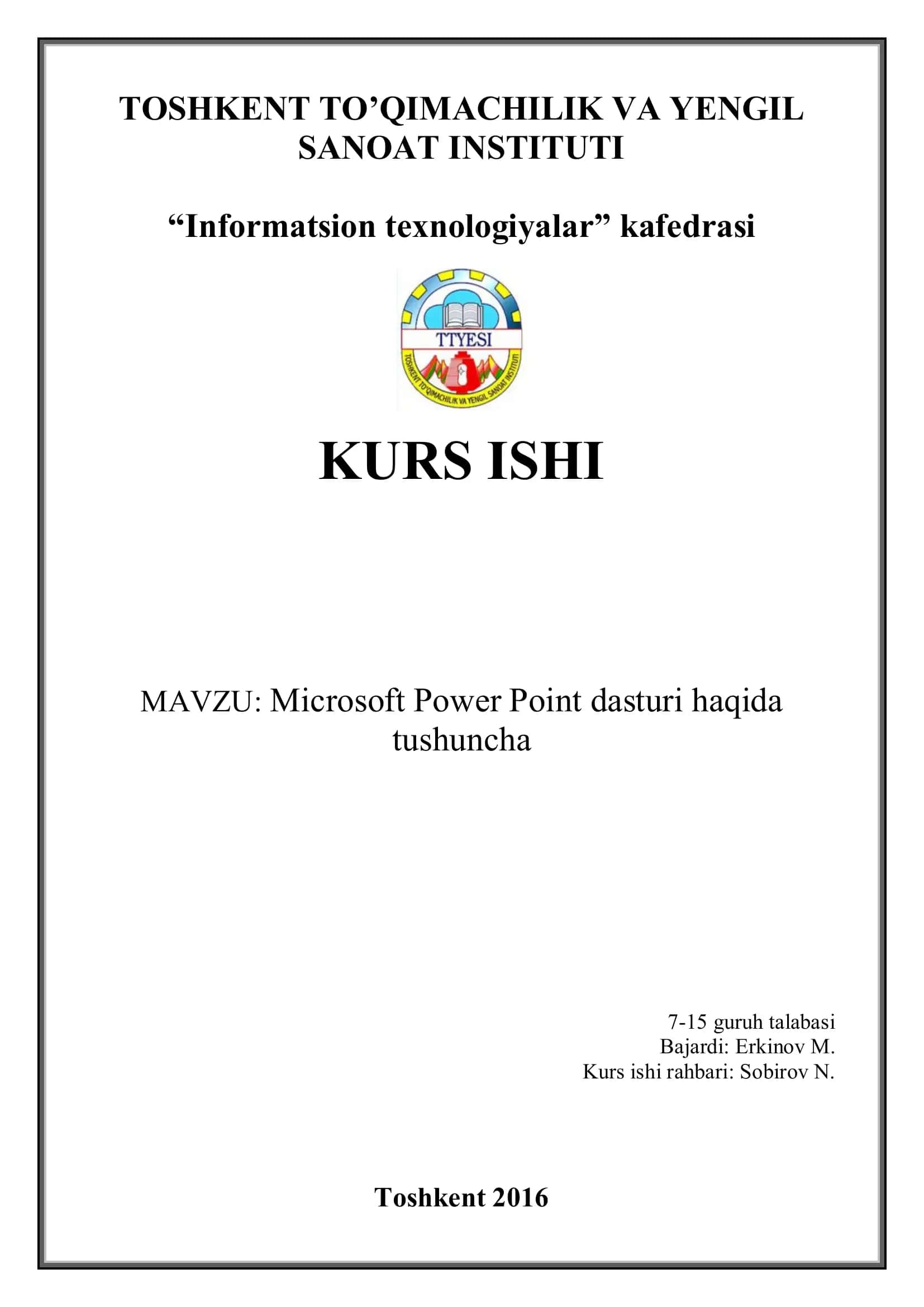 Microsoft Power Point dasturi haqida 1