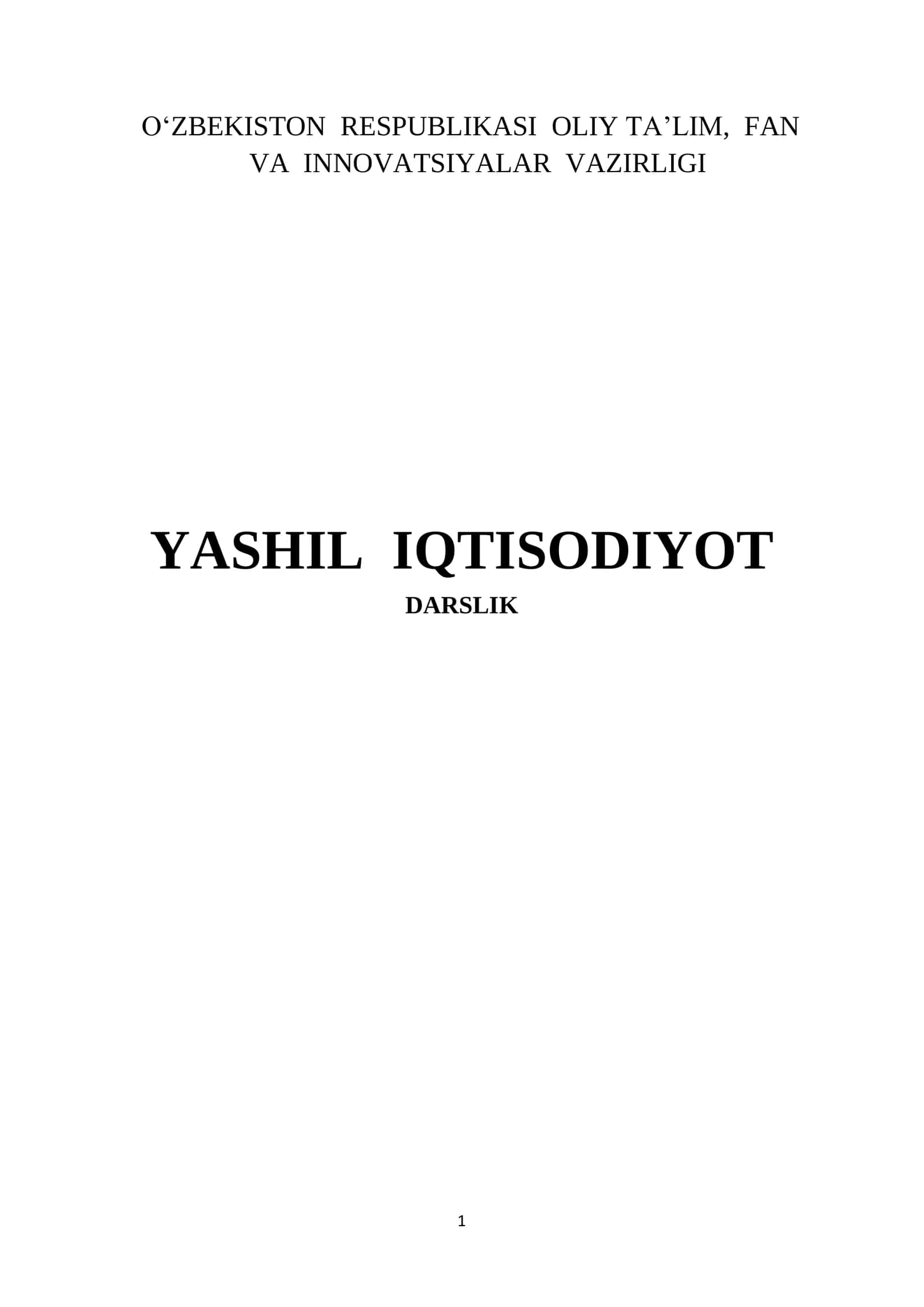 YASHIL IQTISODIYOT DARSLIK 1