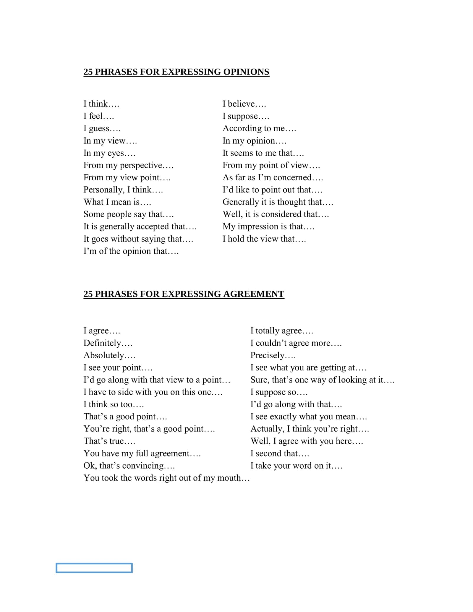 100 PHRASES in English 1