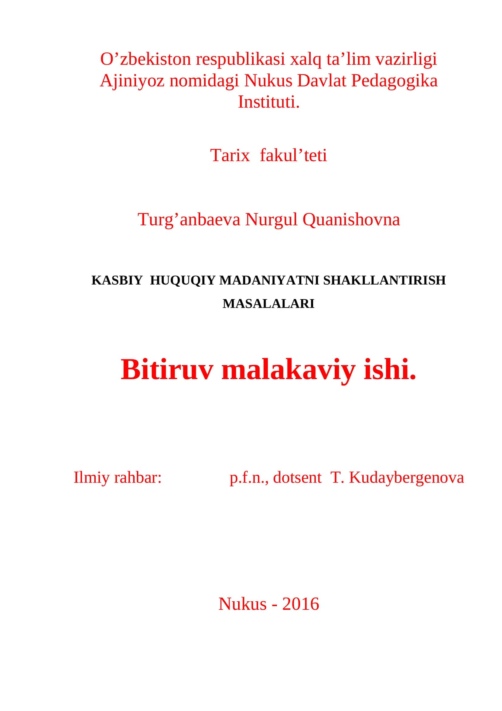 Kasbiy huquqiy madaniyatni shakllantirish masalalari 1