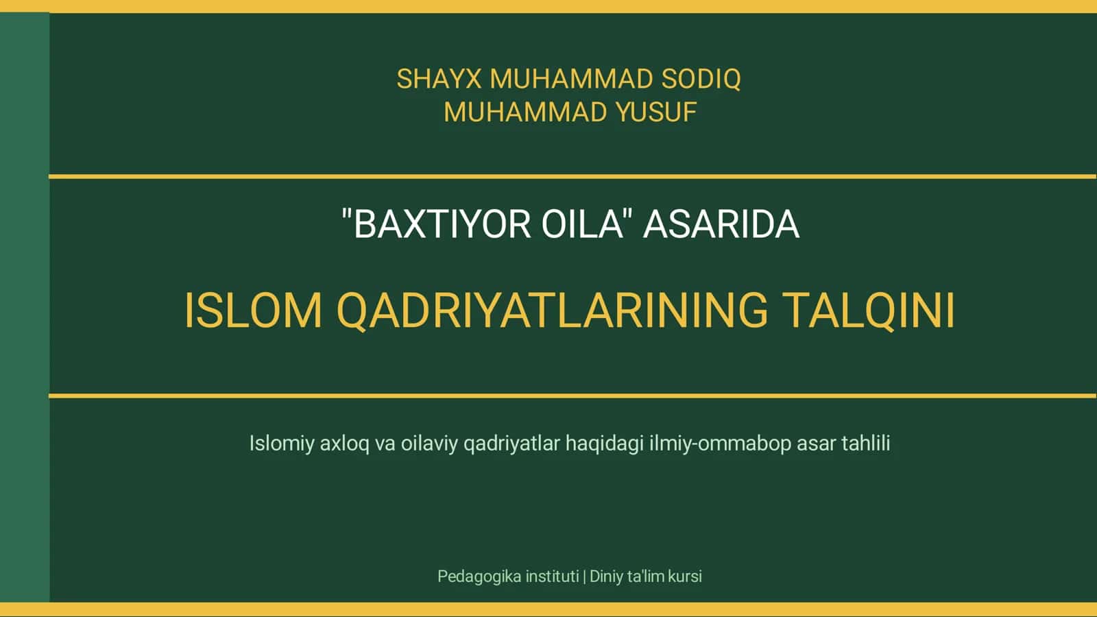"BAXTIYOR OILA" ASARI 1