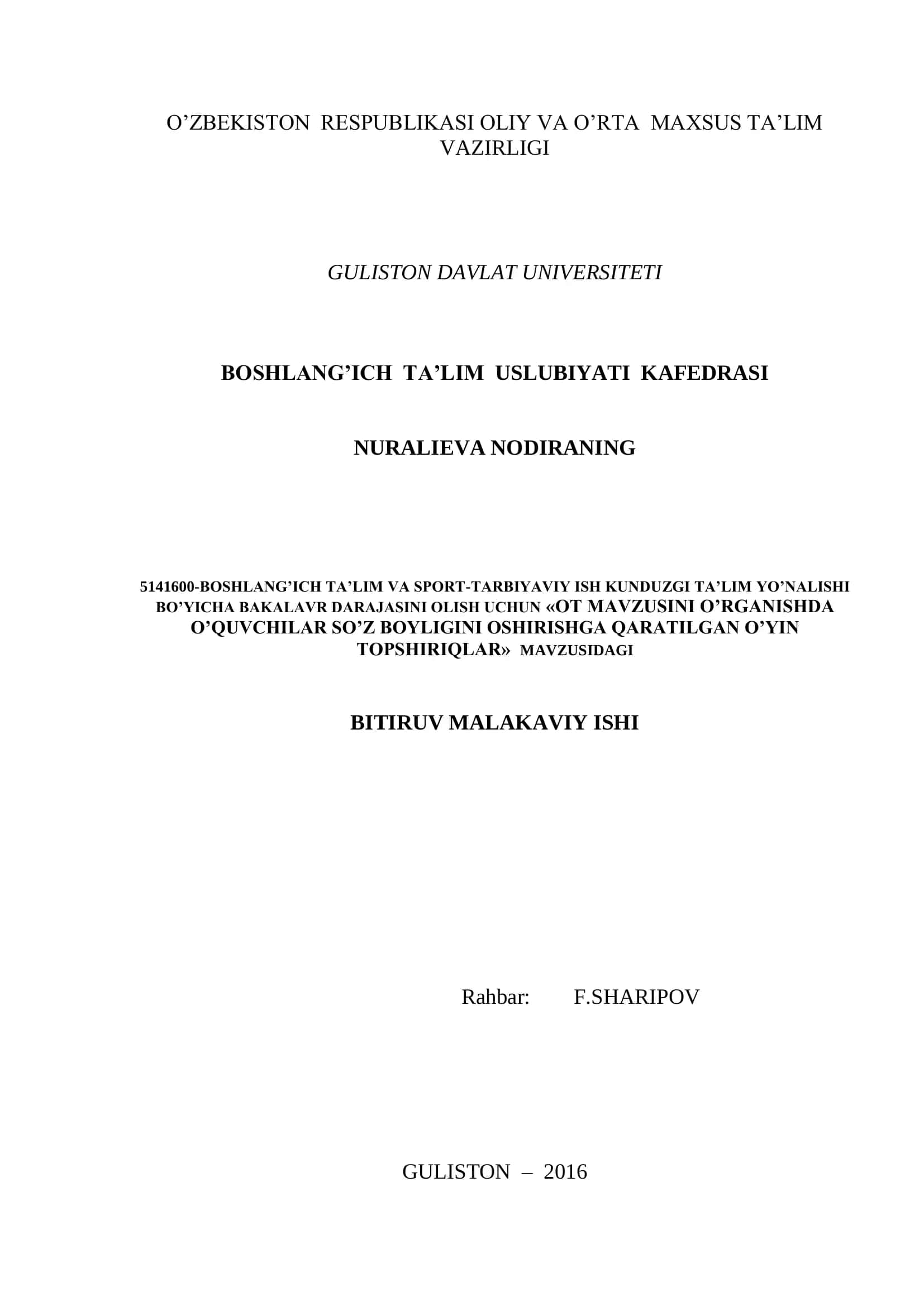 OT MAVZUSINI O’RGANISHDA O’QUVCHILAR SO’Z BOYLIGINI OSHIRISHGA QARATILGAN O’YIN TOPSHIRIQLAR 1